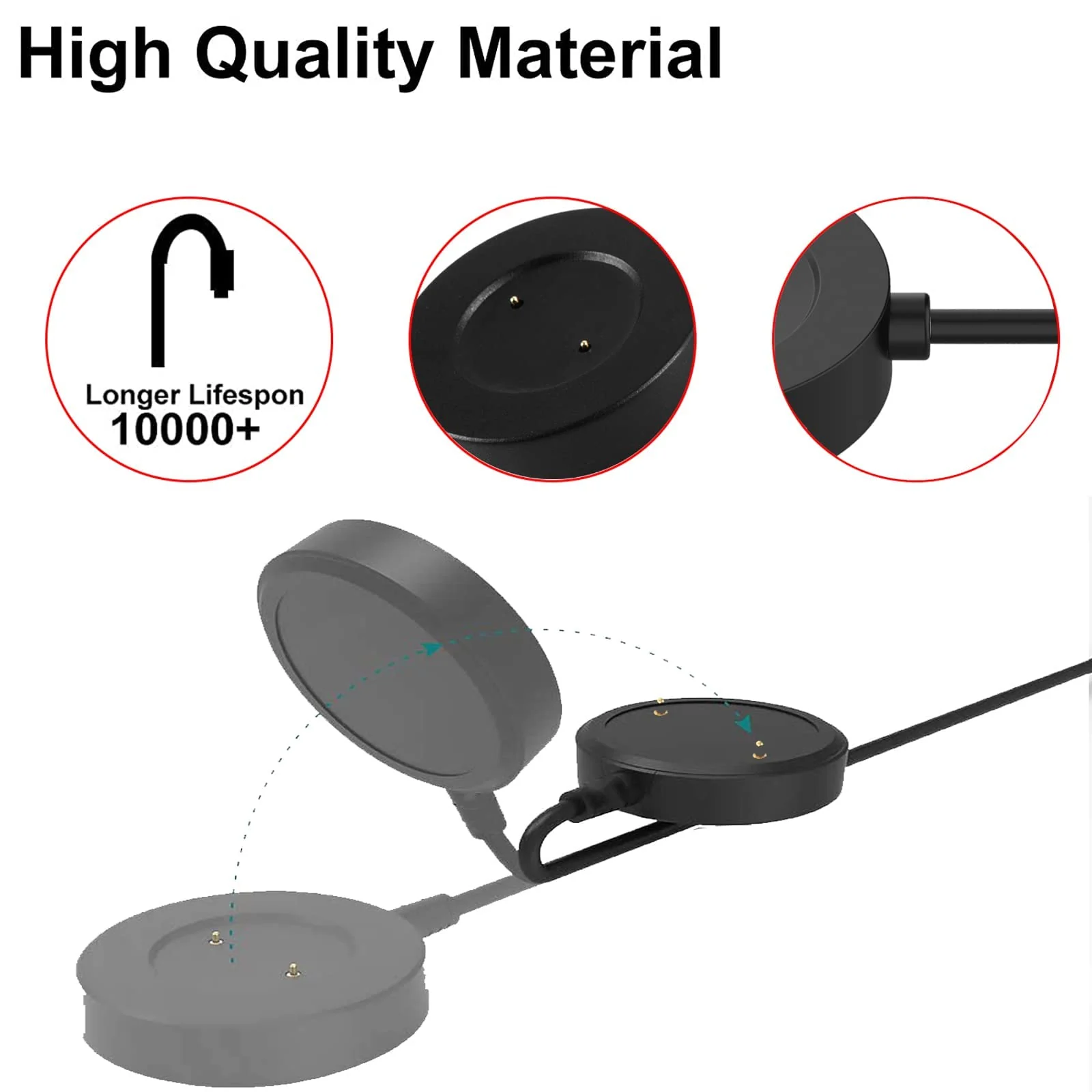 DL3 Mobilak Charger Cable Compatible with Xiaomi Watch S1 Active, Xiaomi watch color 2, Xiaomi watch color sport, Replacement Charging Dock Stand Station 1M Magnetic USB Replacement Charger - Black