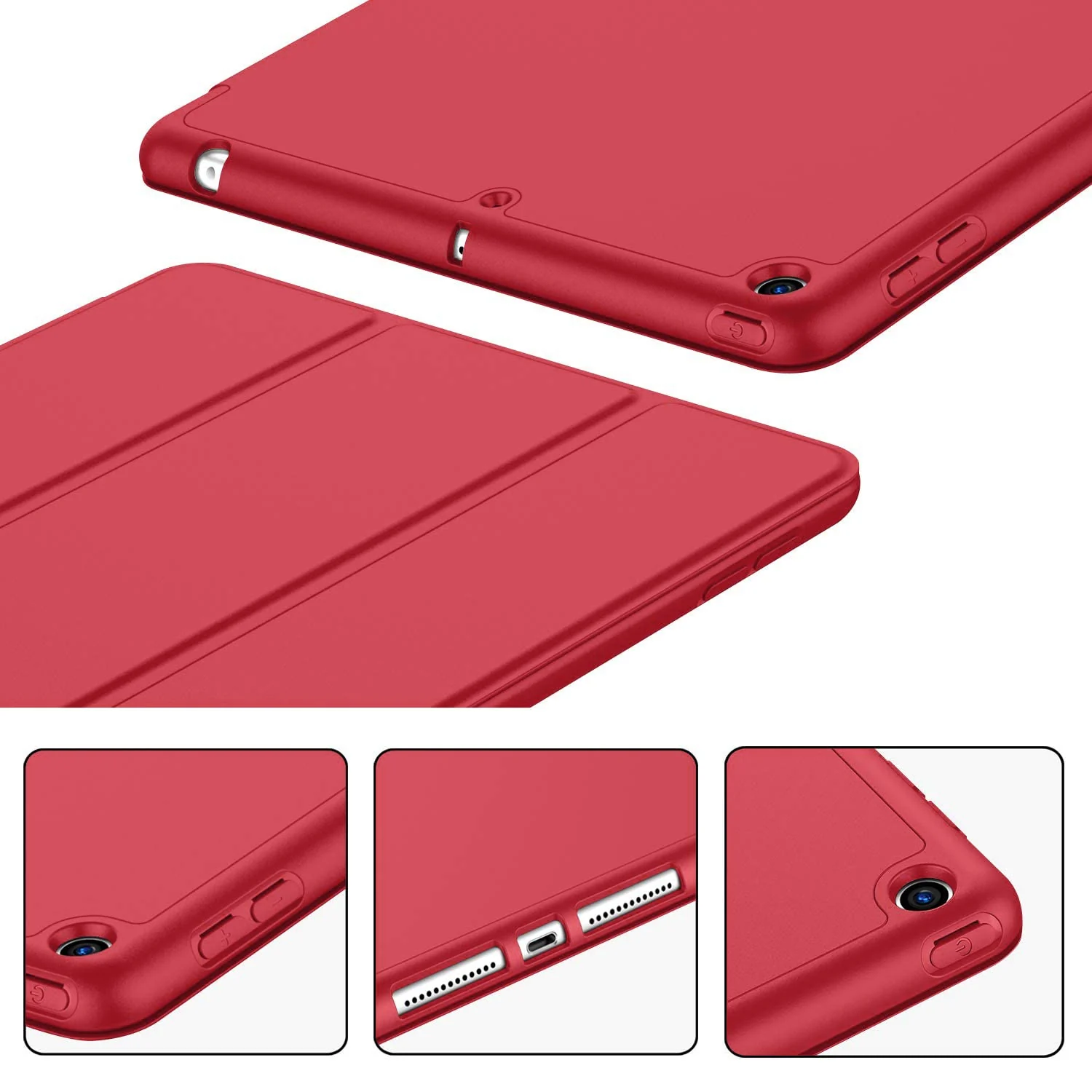 DL3 Mobilak Smart Case for Samsung Galaxy Tab A 10.1 2019, ONLY Fit (SM-T510/T515/T517) with Pencil Holder, Soft TPU Smart Stand Back Cover Auto Wake/Sleep Feature - Red