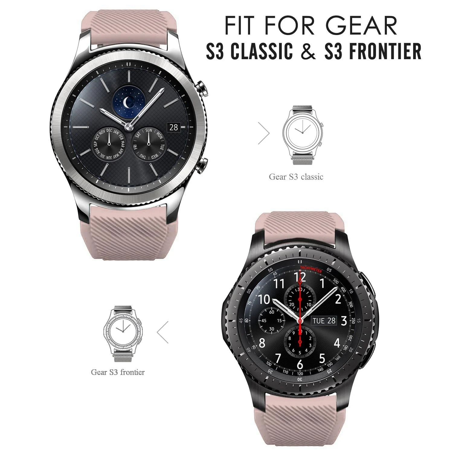DL3 Mobilak Silicone Sport Band 22MM Xiaomi Redmi Watch 5 Active/5 Lite/Samsung Galaxy Watch 46mm/Watch 3 45mm/Gear S3/Huawei watch (GT6 GT5 GT4 GT3 GT2 GT 46MM)/GT2E/GT5 Pro/GT 6 Pro/Amazfit GTR 3/4 - Pink Sand