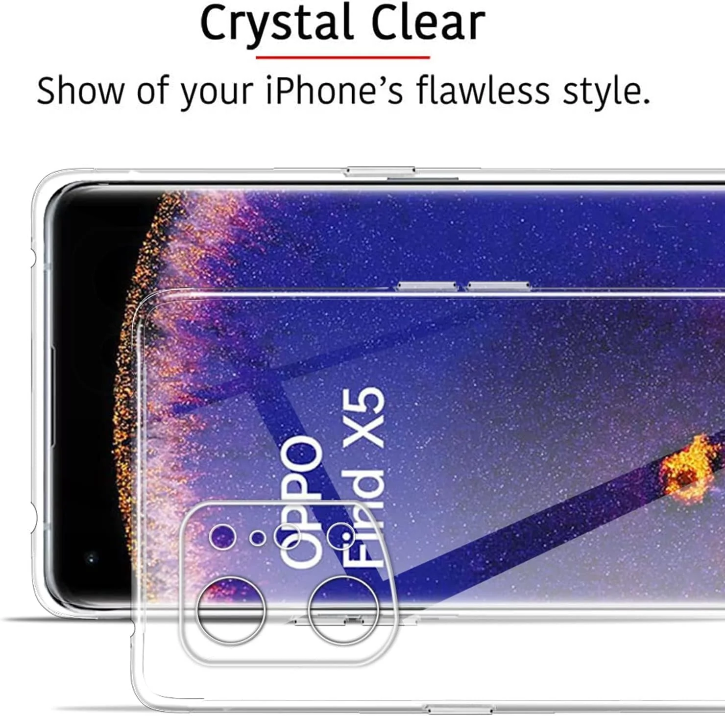 DL3 Mobilak Case Compatible with OPPO Find X5 Case Crystal Soft TPU Gel Case Flexible Silicone Anti-Scratch Camera Protection TPU Cover - Clear
