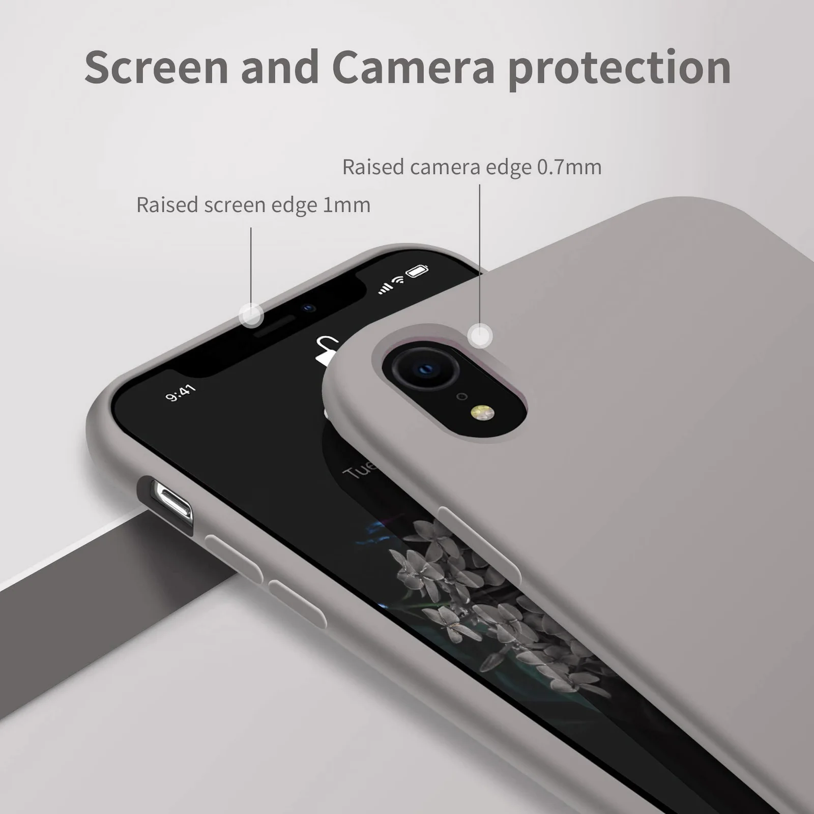 DL3 Mobilak Liquid Silicone Case for iPhone XR, Shock-absorbing protection, Scratch-resistant surface, Soft microfiber lining - Stone 2