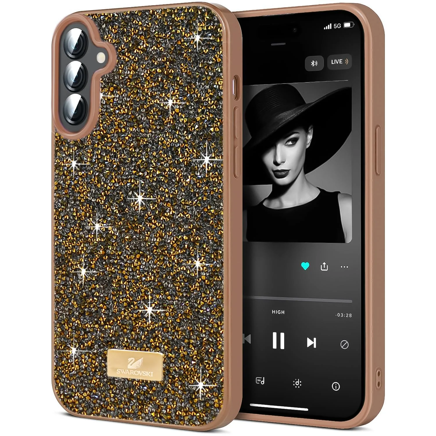 Case For Samsung Galaxy S25 FE 5G Case Glitter, Sparkle Diamond Crystal Bling Case with Bling, Ultra Thin Lightweight Full Body Shockproof Anti-Scratch Protective Cover - Black