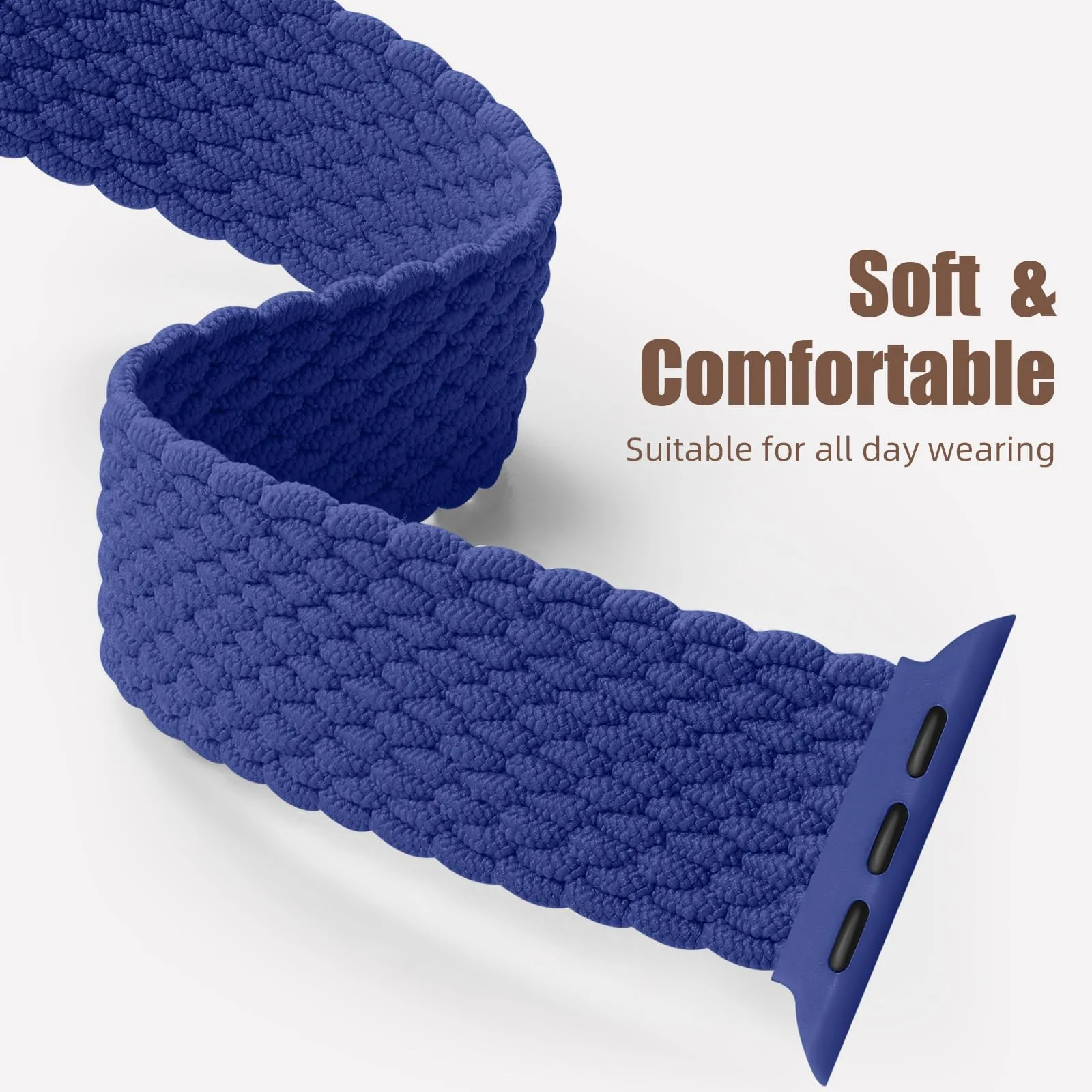 DL3 Mobilak Sport Solo Loop Compatible with Apple Watch Band 42mm 44mm 45mm 46mm 49mm for Women Men, Magnetic Strap Stretchy Braided Wristband for iWatch Series 11 10 9 8 7 6 5 4 3 Ultra 3 2 1 SE SE2 - Blue