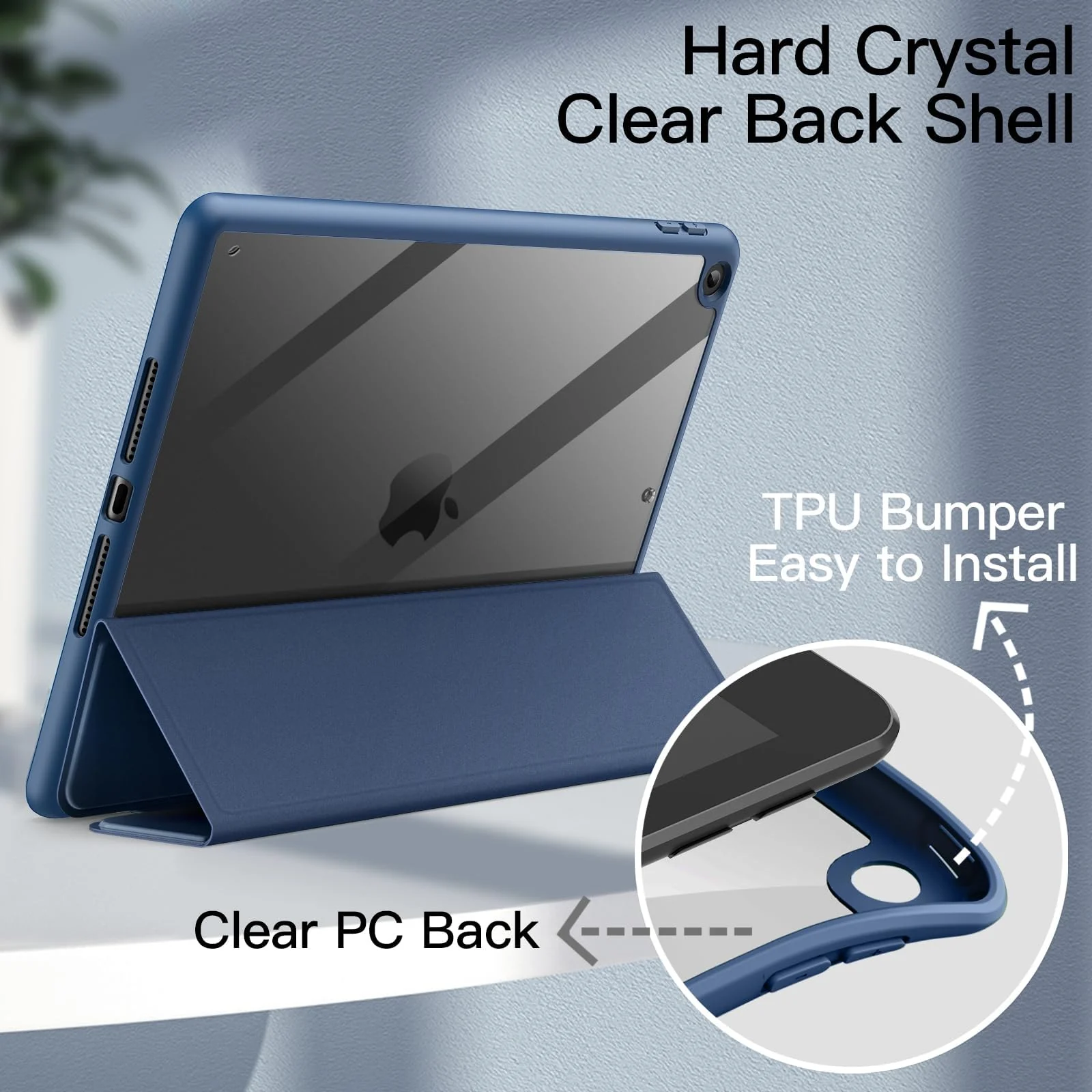 DL3 Mobilak Case for iPad 6th/5th Generation (9.7-inch, 2018/2017), iPad Pro 9.7 Inch Case 2016, iPad Air 2nd/1st, Clear Shockproof Back Cover Built-in Pencil Holder, Auto Sleep/Wake - Navy Blue
