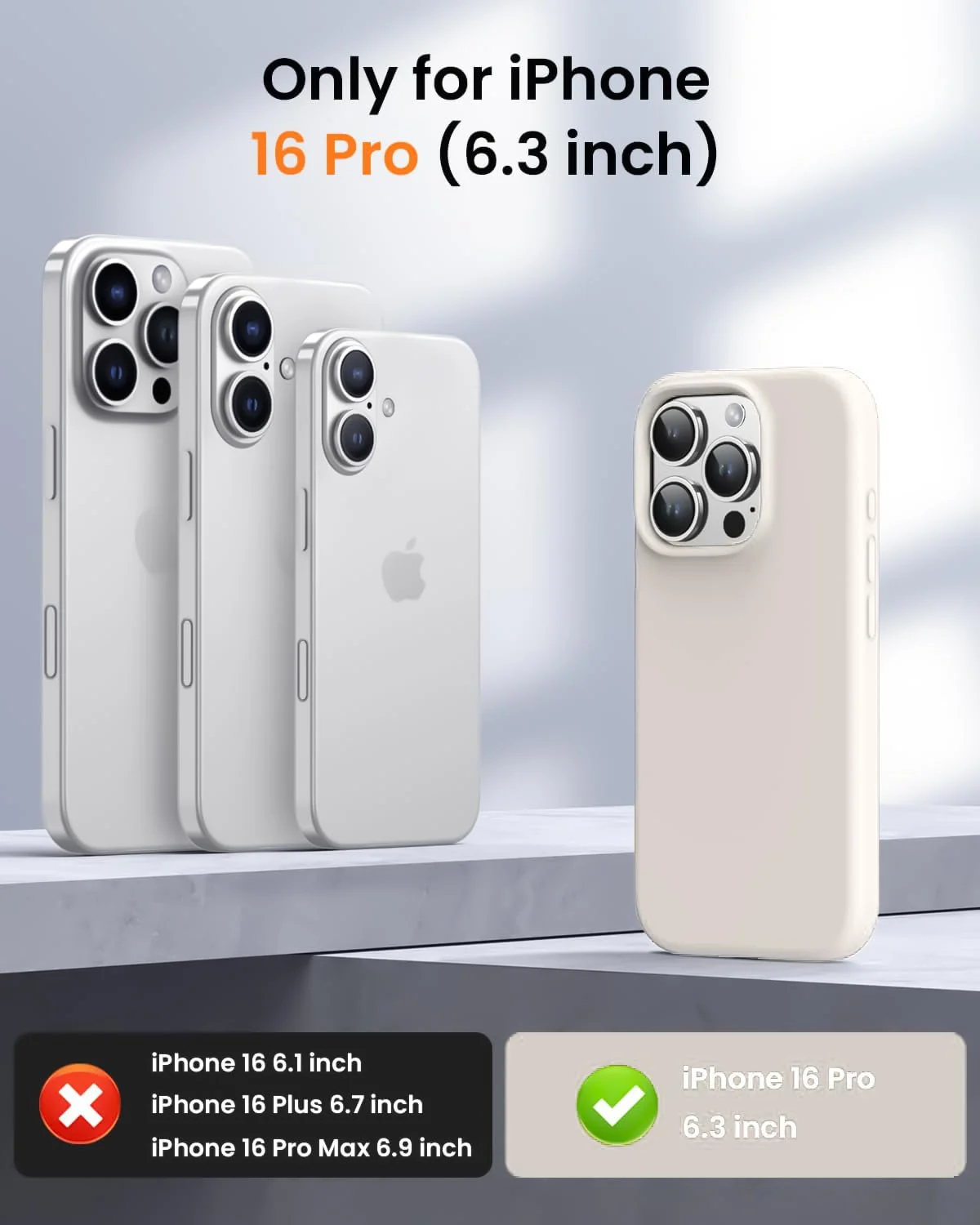 DL3 Mobilak Liquid Silicone Protective Case with Soft Microfiber Lining for iPhone 16 Pro - Cream