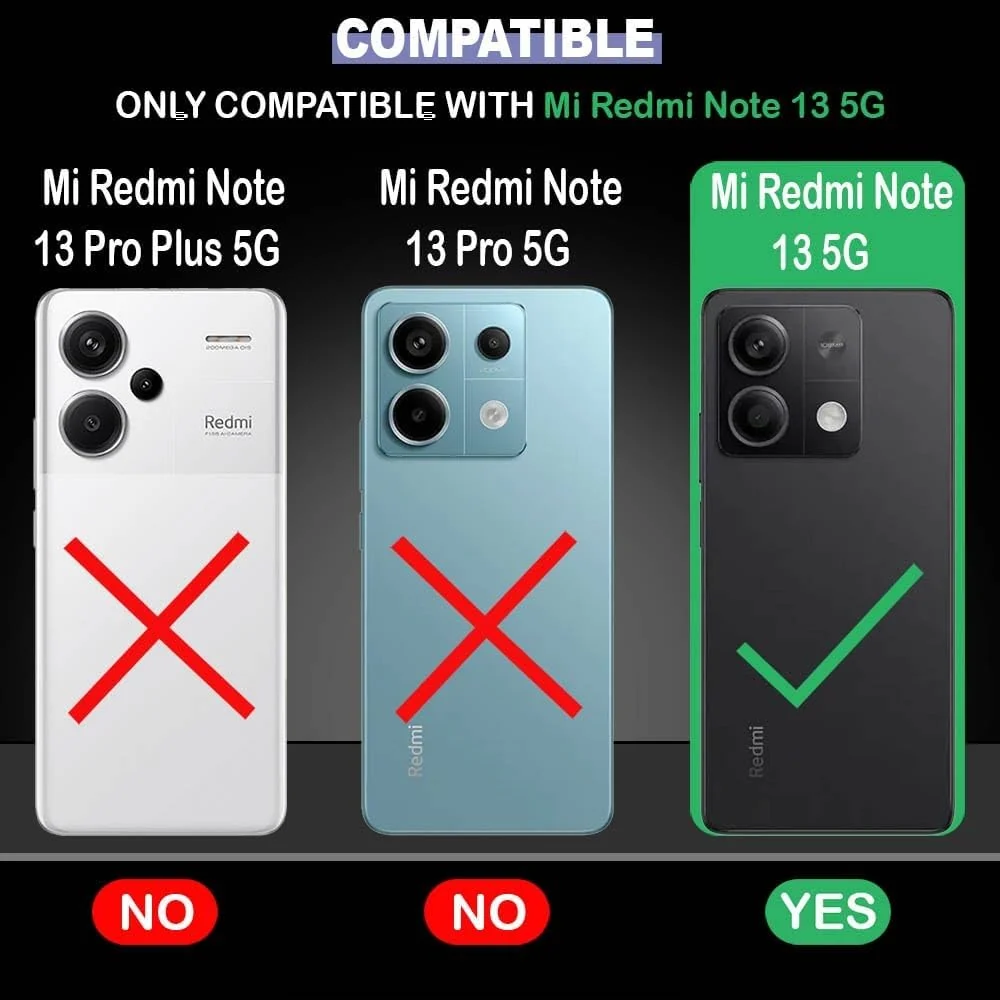 DL3 Mobilak Case Compatible with Xiaomi Redmi Note 13 5G (Not Fit 4G) Case Crystal Soft TPU Gel Case Flexible Silicone Anti-Scratch Camera Protection TPU Cover - Clear