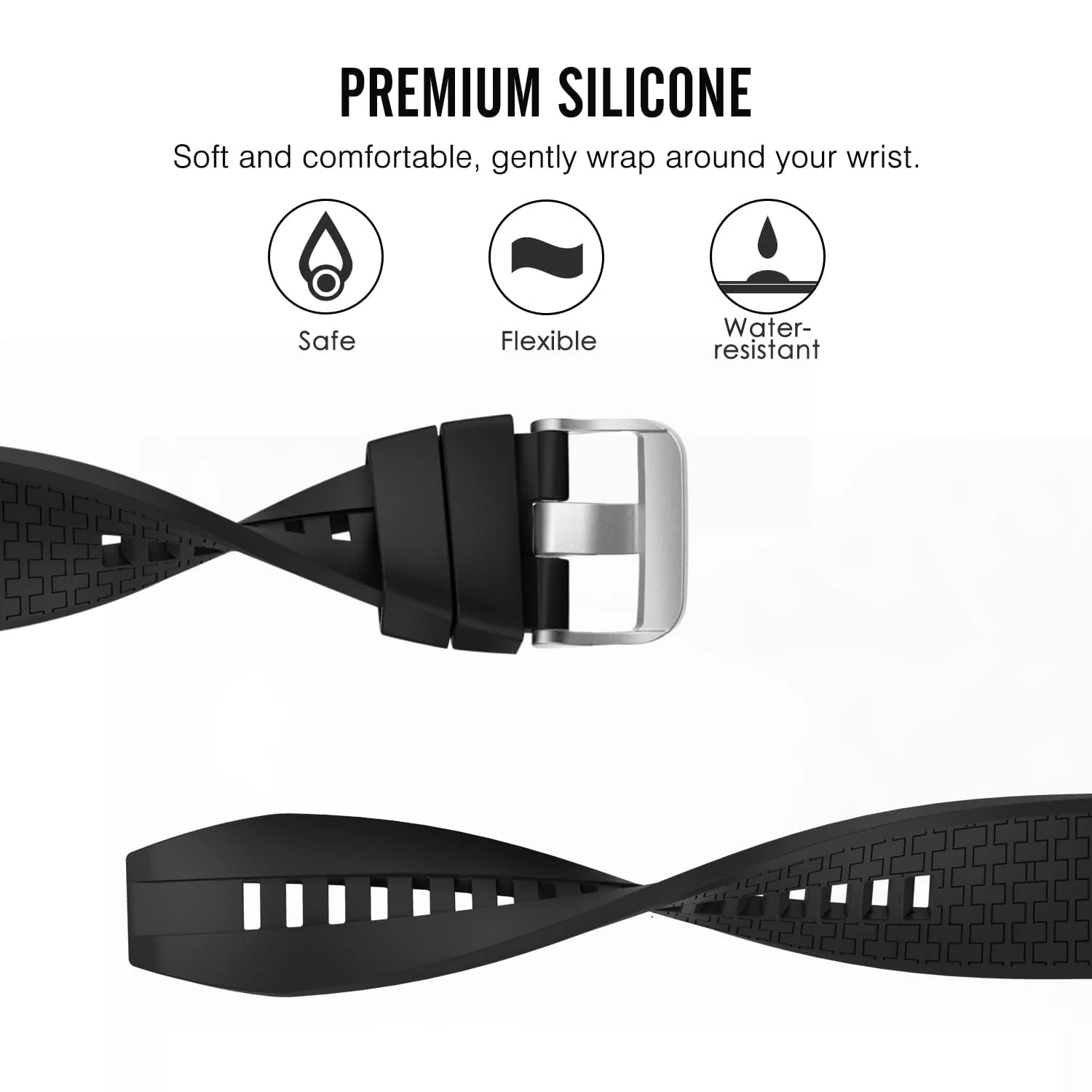 DL3 Mobilak Strap Silicone Band 22MM For Samsung galaxy watch 3 45mm /watch 46mm/Gear S3/Huawei watch GT3 46MM/GT2E/GT 46mm/GT2 Pro/GT2 46MM/honor Magic Watch2 46mm/Amazfit GTR4/GTR3/2/2e - Black