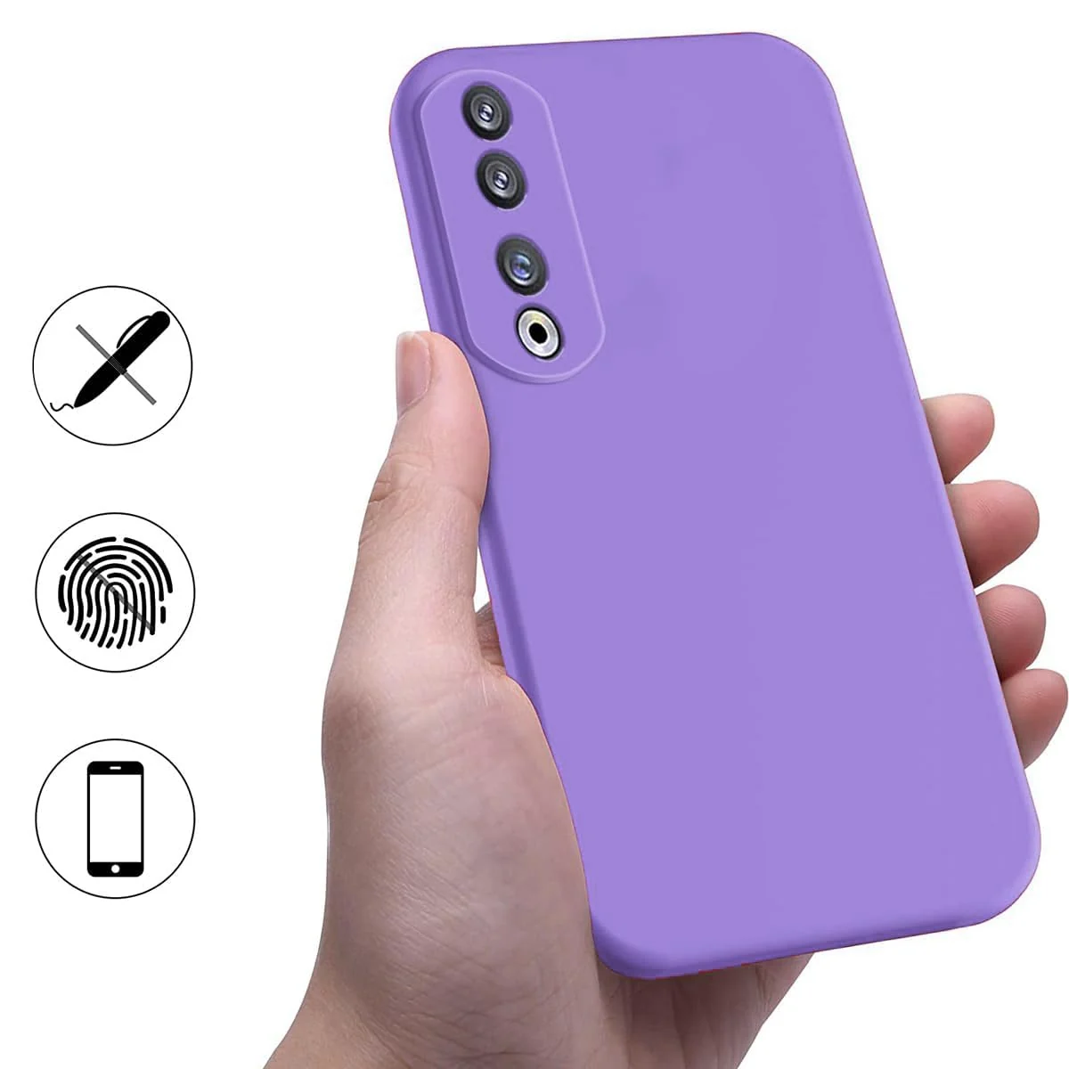 DL3 Mobilak Silicone Protective Case for Honor 90, Shock-absorbing protection, Scratch-resistant surface, Soft microfiber lining - Light Purple