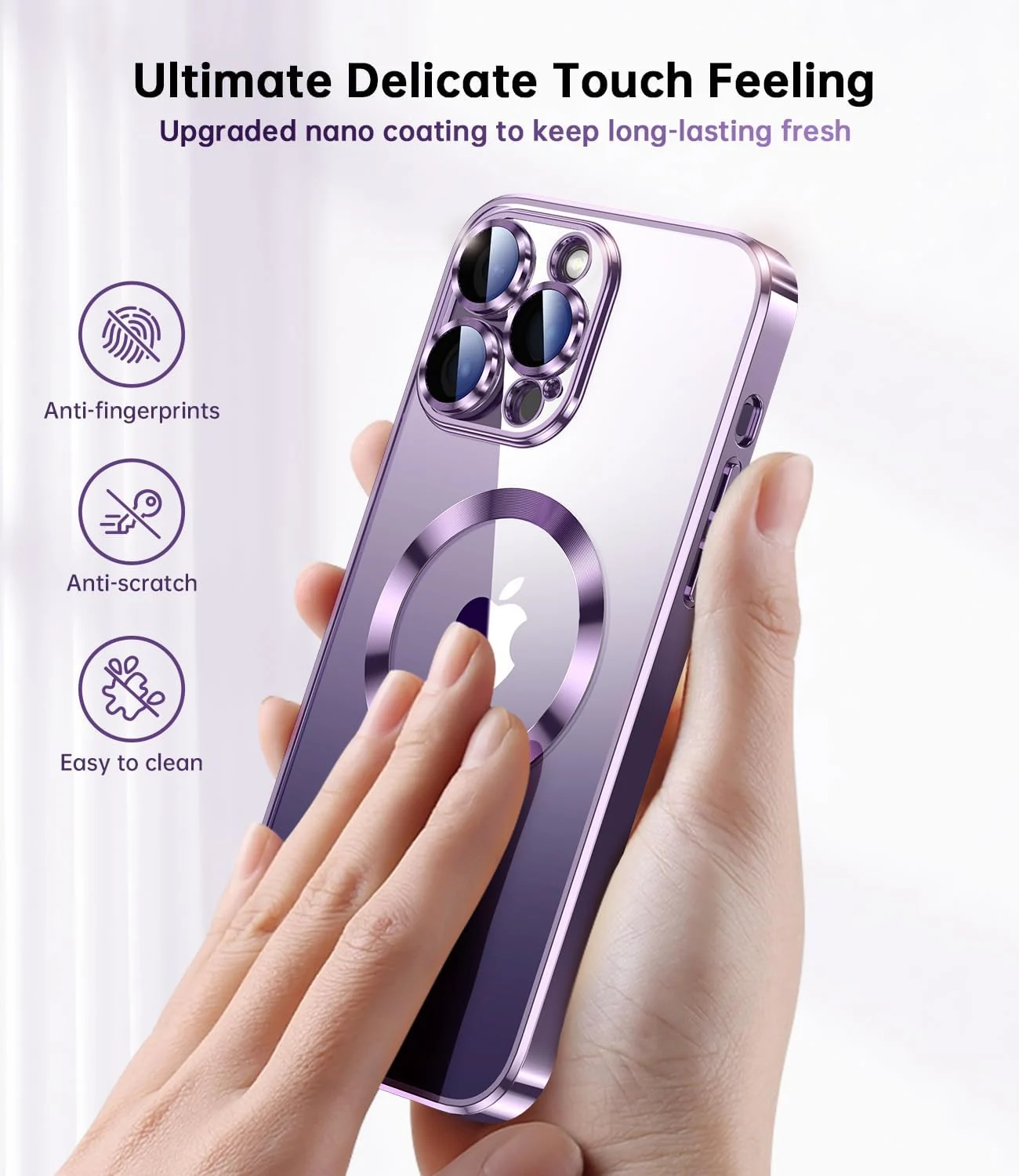 DL3 Mobilak Clear MagSafe-Compatible TPU Case and Camera Lens Protector for iPhone 13 Pro Max - Deep Purple