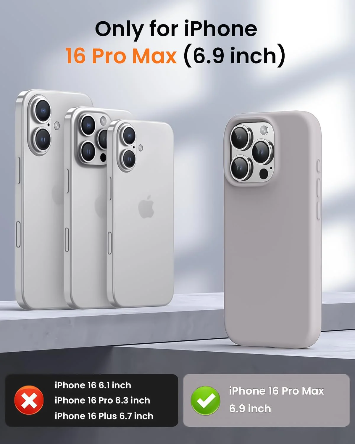 DL3 Mobilak Liquid Silicone Protective Case with Soft Microfiber Lining for iPhone 16 Pro Max - Stone