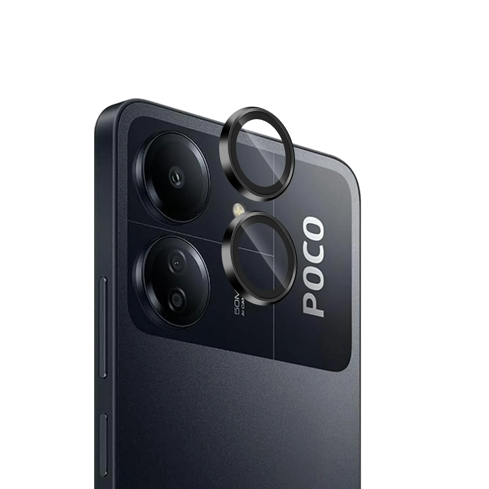 DL3 Mobilak Camera Lens Protector for Xiaomi Redmi 13C / Xiaomi Poco C65 Accessories, 9H Tempered Glass Metal Individual Ring Camera Cover Screen Protector, Case Friendly, Anti Scratch - Black