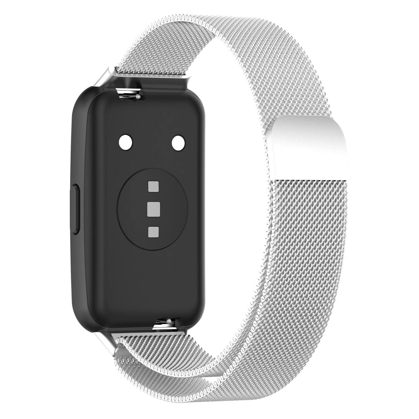 DL3 Mobilak Strap for Huawei Band 7/ Honor Band 7, Metal Woven Stainless Steel Magnetic Replacement Strap, Classic Adjustable Watch Strap Compatible with Huawei Watch Band 7 Bracelets - Silver
