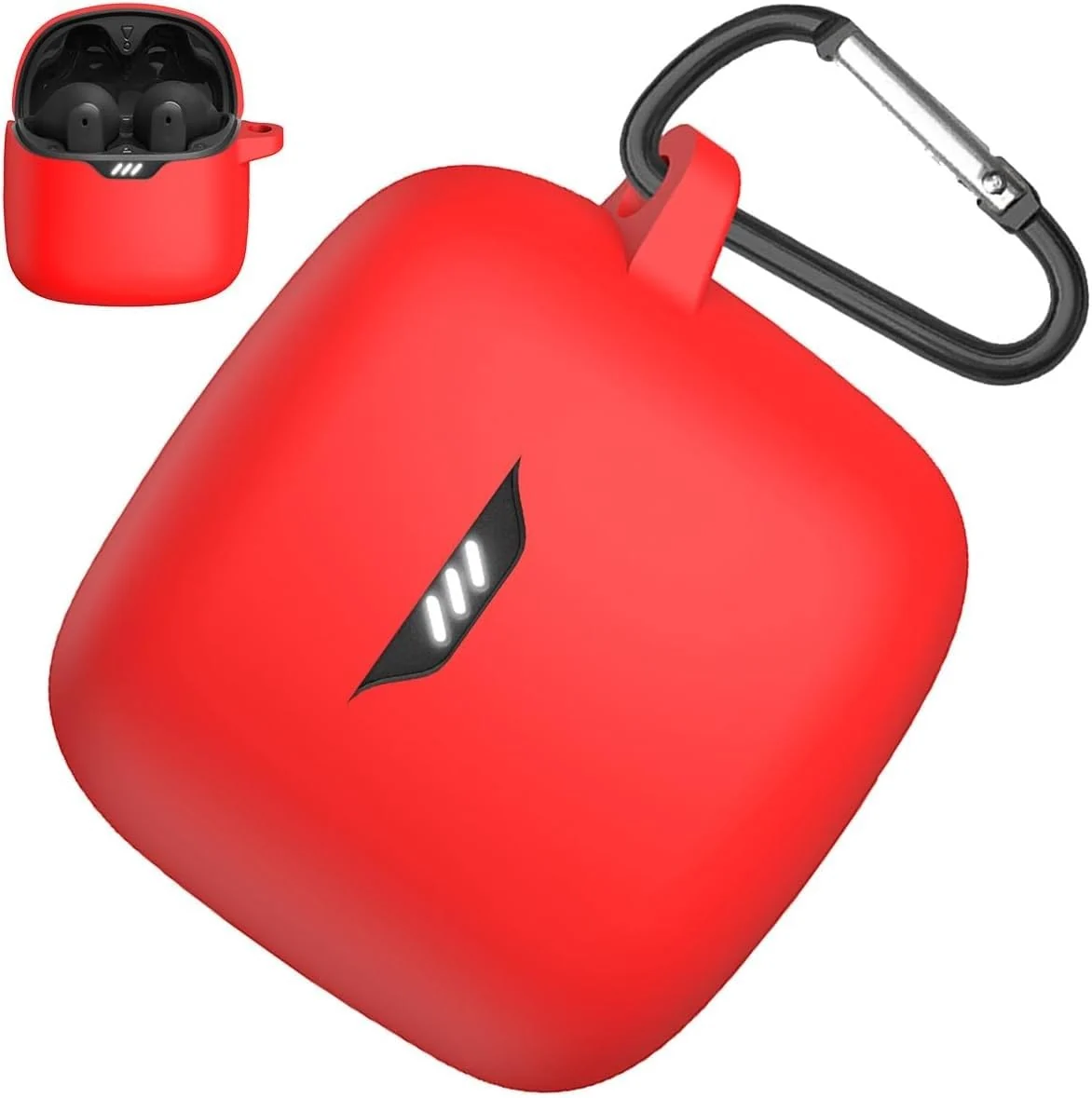 DL3 Mobilak Silicone Case Compatible with JBL Tune Flex Earbuds, Soft Silicone Protective Case Cover, Shockproof Sleeve with Carabiner For JBL Tune Flex - Red