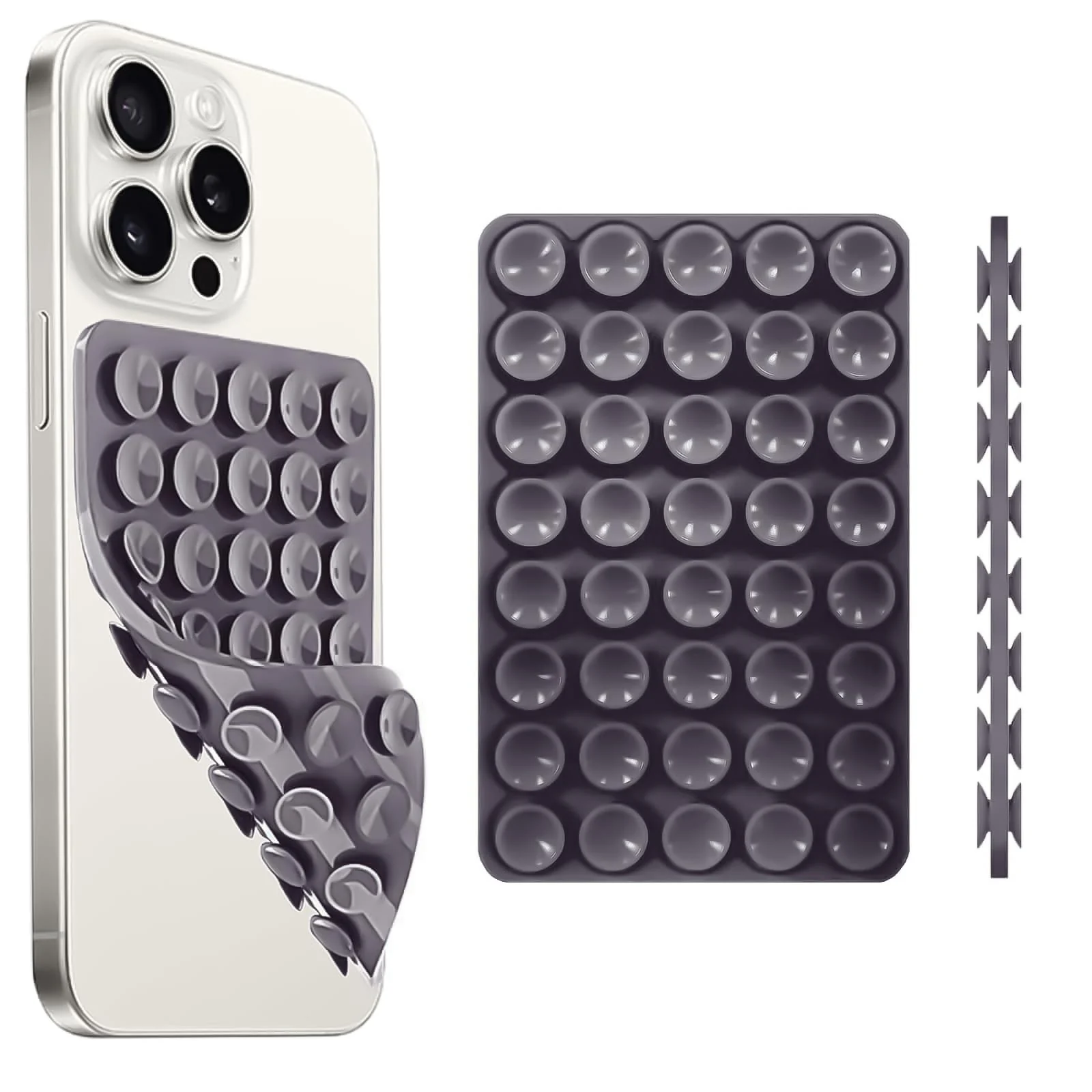 DL3 Mobilak Silicone Suction Cup Phone Mount for iPhone and Android, Double-sided suction design, Hands-free phone support, Strong suction grip - Brawn