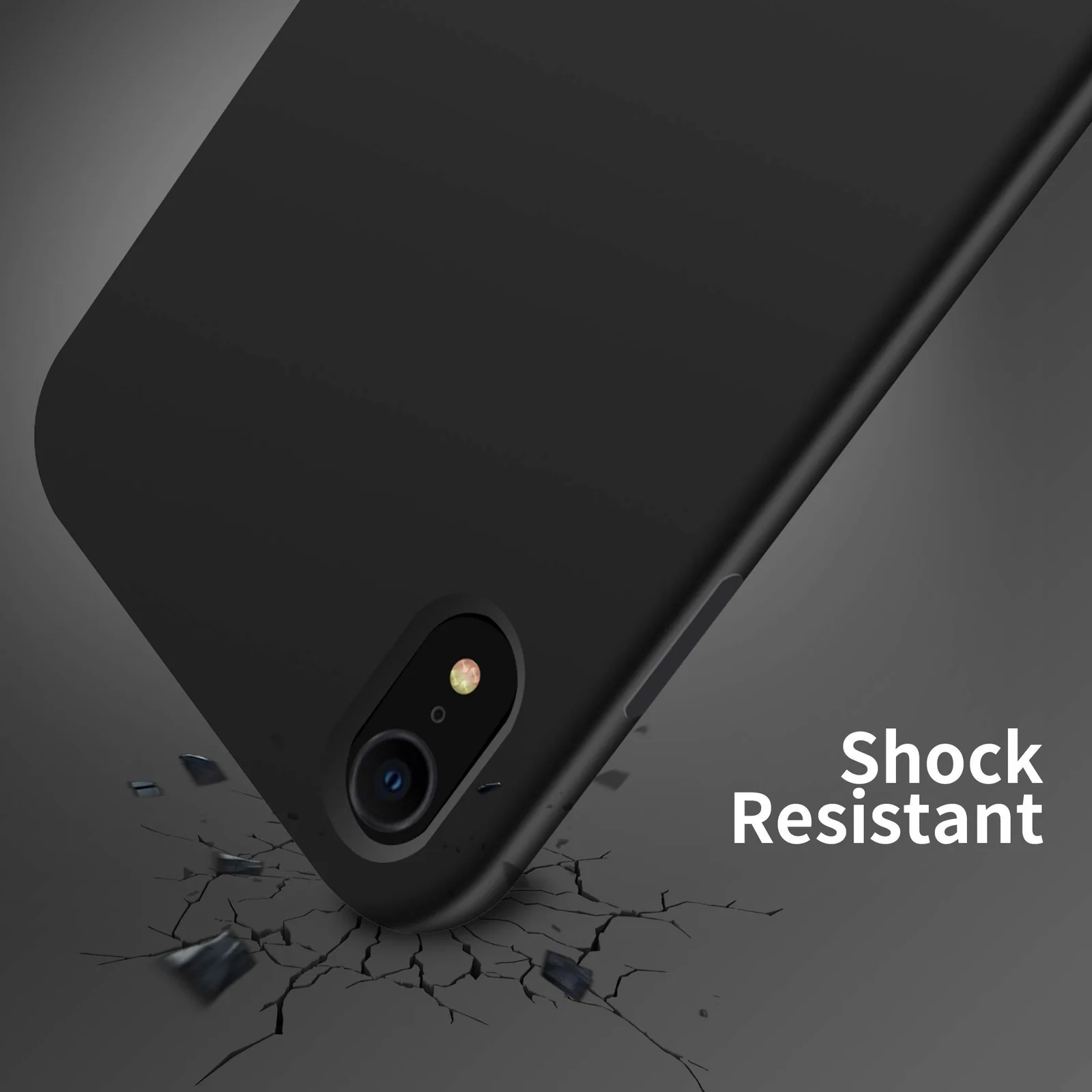 DL3 Mobilak Liquid Silicone Protective Case with Soft Microfiber Lining for iPhone XR - Black
