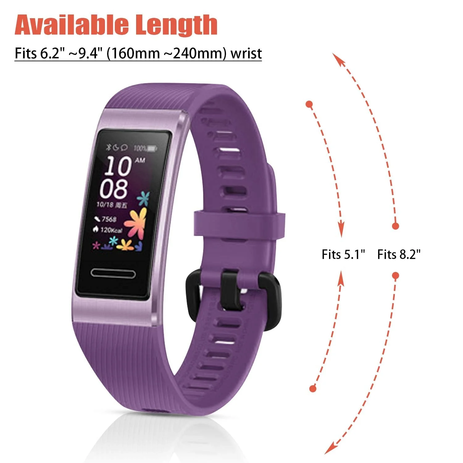 DL3 Mobilak Strap Compatible with Huawei Band 4 Pro/Huawei Band 3 Pro/Huawei Band 3, Soft Silicone Sports Bracelet for Huawei Band 4 Pro/Band 3 Pro/Band3 - Purple
