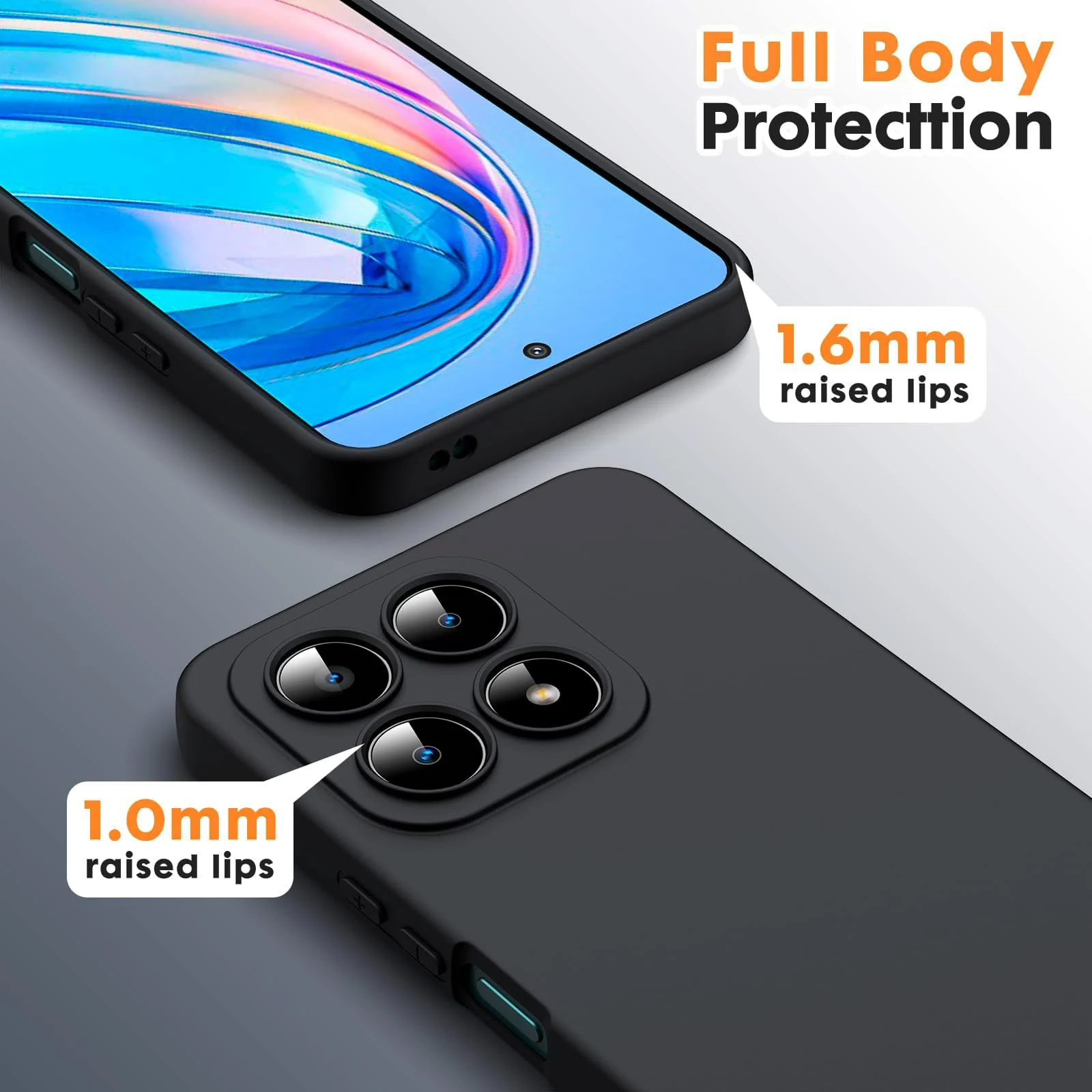 DL3 Mobilak Liquid Silicone Case for Honor X8a, Not compatible with MagSafe, Supports wireless charging, Camera protection - Black