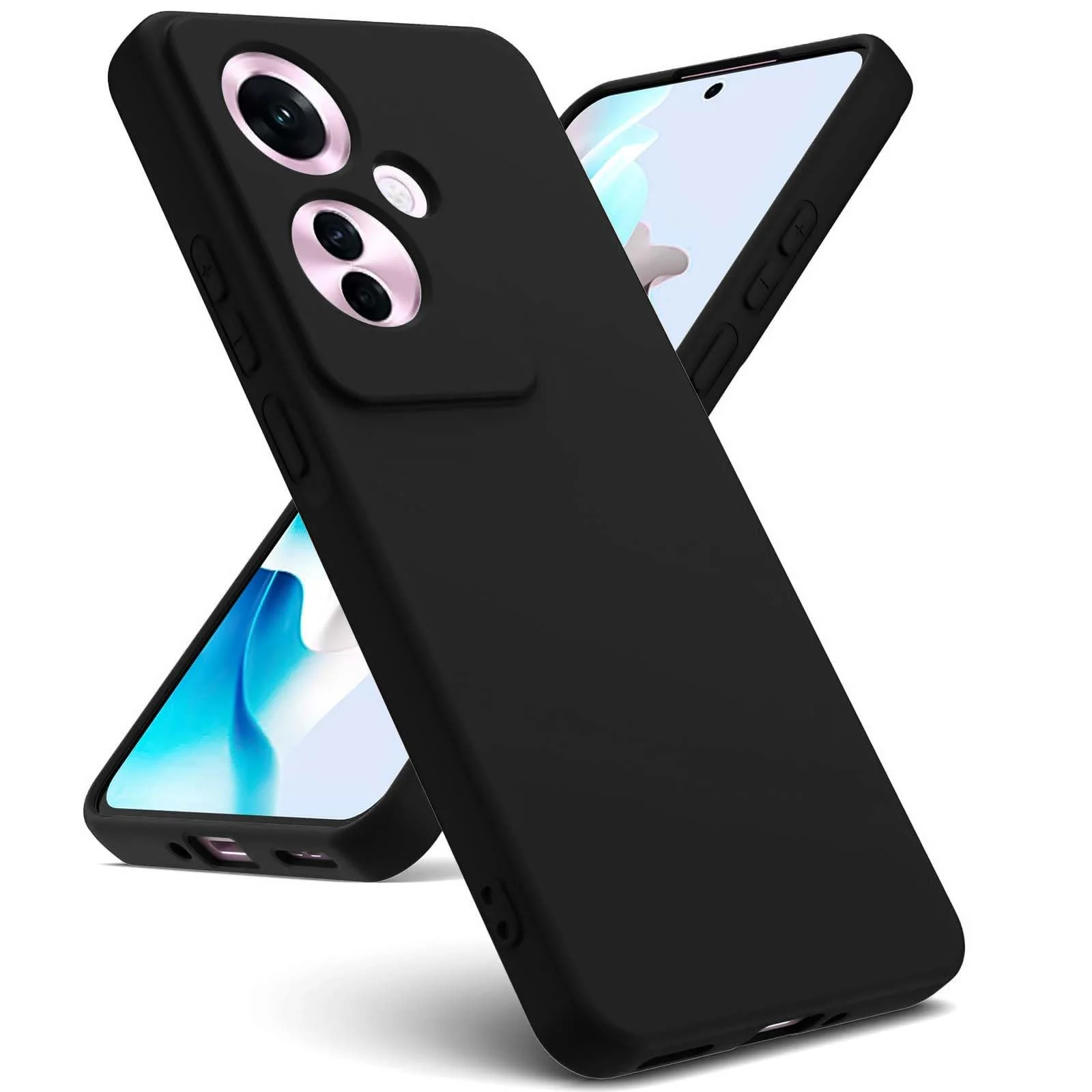 DL3 Mobilak Liquid Silicone Case for OPPO Reno11 F 5G, Not compatible with MagSafe, Supports wireless charging, Camera protection - Black