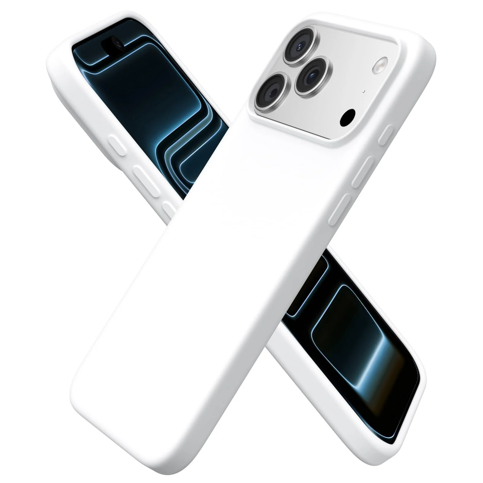 DL3 Mobilak Compatible with iPhone 17 Pro Max 6.9-Inch Case, Premium Liquid Silicone Case, Full Body Protective Cover, Shockproof, Slim Phone Case, Anti-Scratch Soft Microfiber Lining - White
