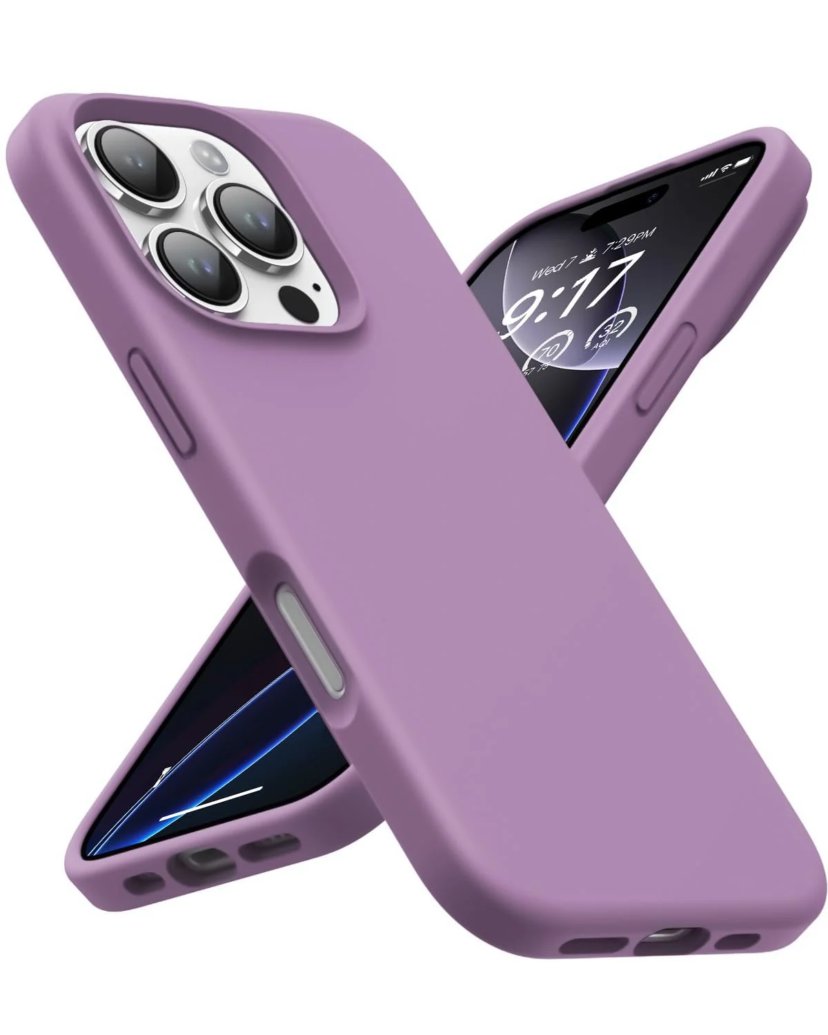 DL3 Mobilak Liquid Silicone Protective Case with Soft Microfiber Lining for iPhone 16 Pro - Lilac Purple