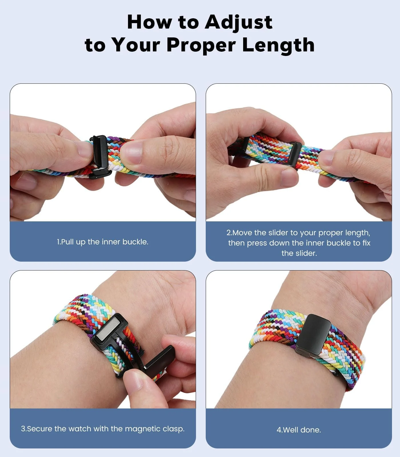 DL3 Mobilak 22mm Magnetic Band for Redmi Watch 5 Active/5 Lite/Samsung Galaxy Watch 3 45mm/Watch 46mm/Gear S3/Huawei watch GT6 GT5 46MM/GT2E/GT6 Pro/GT 5 Pro/Amazfit GTR 4/3, Stretchy Braided Nylon Sport Strap - Official Rainbow