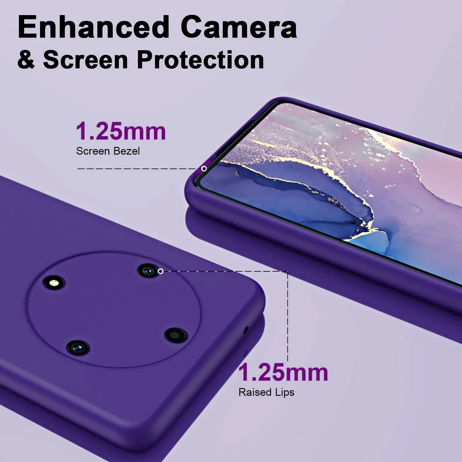 DL3 Mobilak Silicone Protective Case for Honor X9a, Shock-absorbing protection, Scratch-resistant surface, Soft microfiber lining - Purple