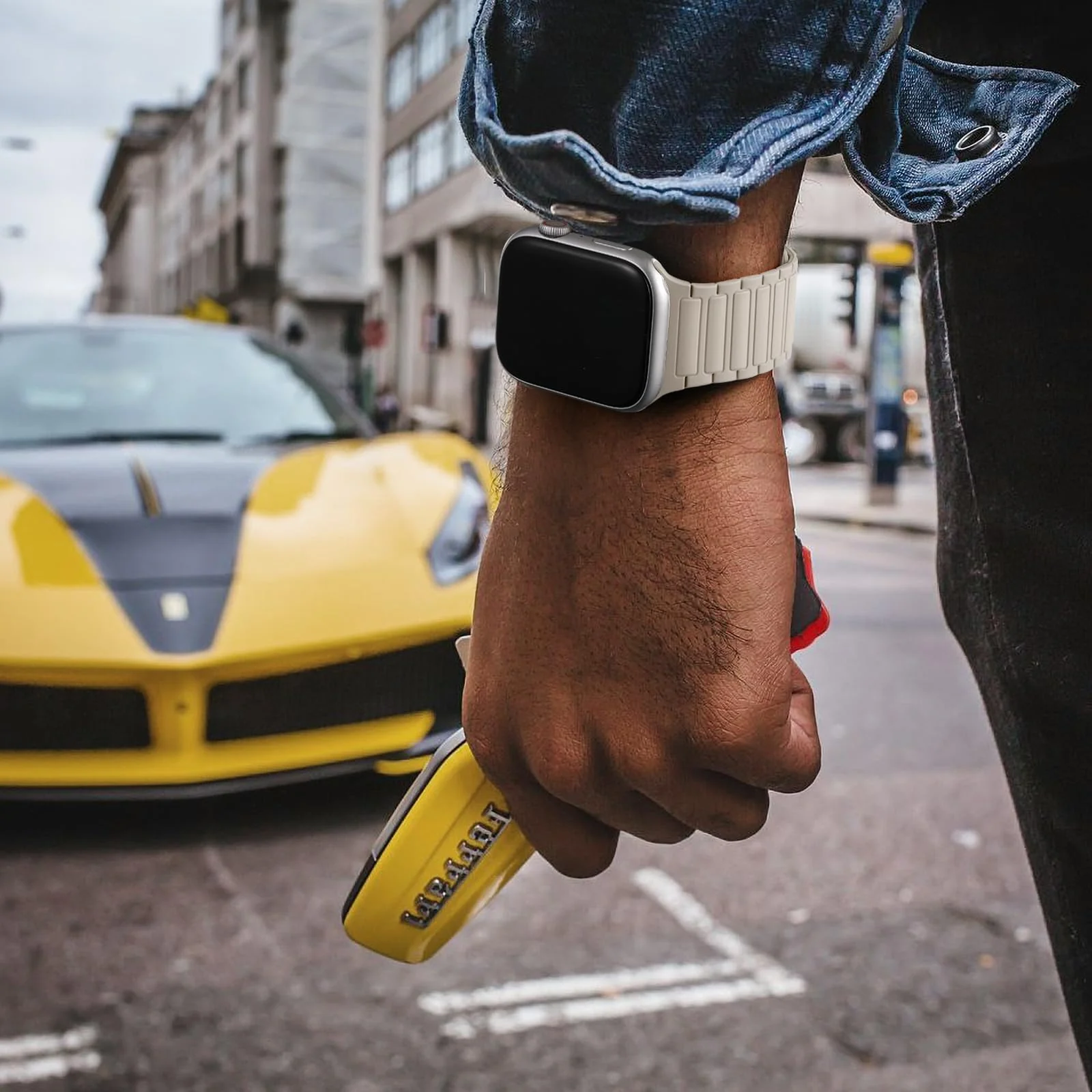 DL3 Mobilak Silicone Straps Compatible with Apple Watch Ultra Strap 49mm 46mm 45mm 44mm 42mm, Loop Band with Strong Magnetic Closure Designed for iWatch Ultra Ultra 2 Series 11 10 9 8 7 6 5 4 3 2 1 SE - B-Starlight