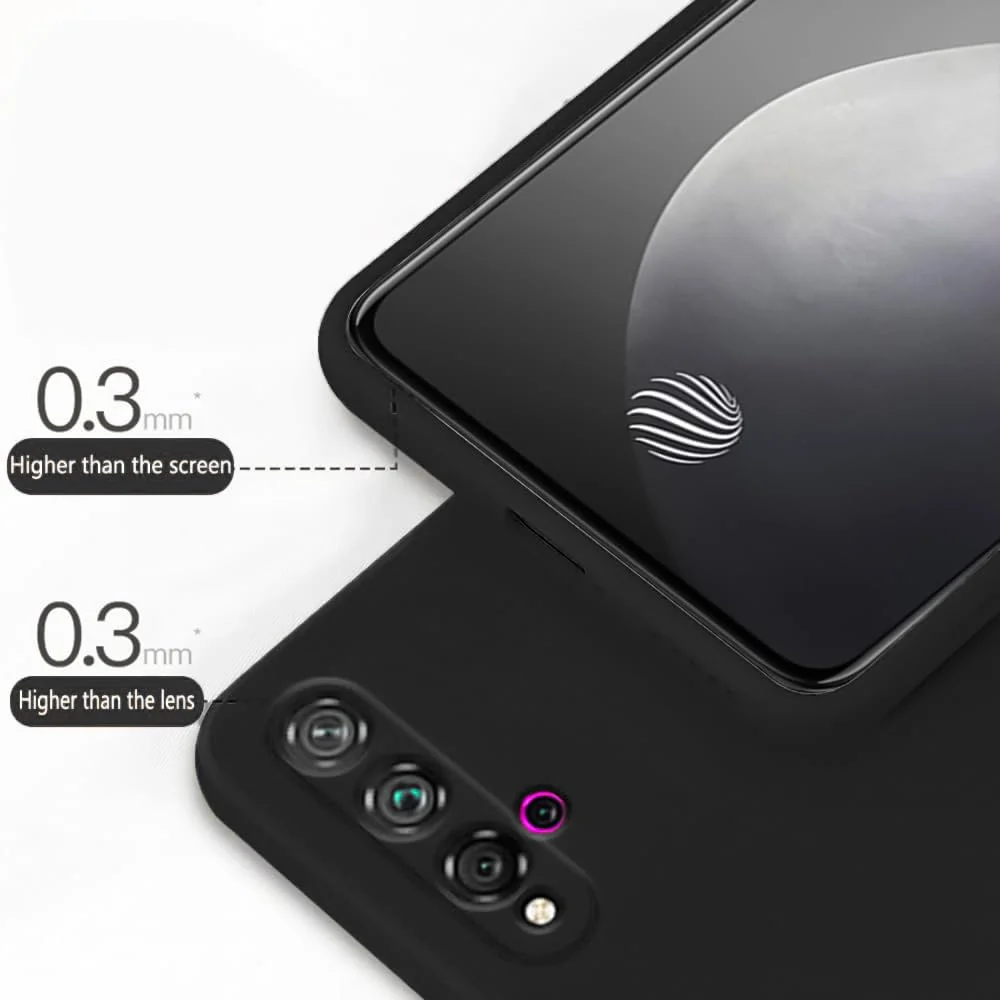 DL3 Mobilak Liquid Silicone Case for Huawei nova 5T, Shock-absorbing protection, Scratch-resistant surface, Soft microfiber lining - Black