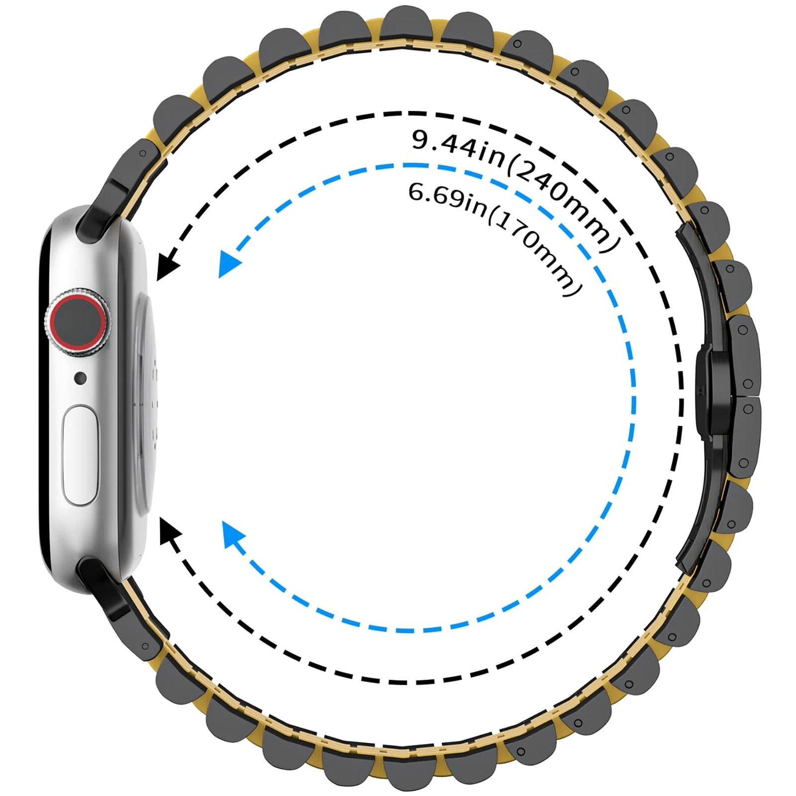 DL3 Mobilak Band For Apple Watch Ultra Band 49mm 45mm 44mm 42mm 41mm 40mm 38mm, Metal Stainless Steel Strap for iwatch Series 8 Ultra 7 6 5 4 3 2 1 Se (A. &, 38MM/40MM/41MM) - A.Black & Rose Gold