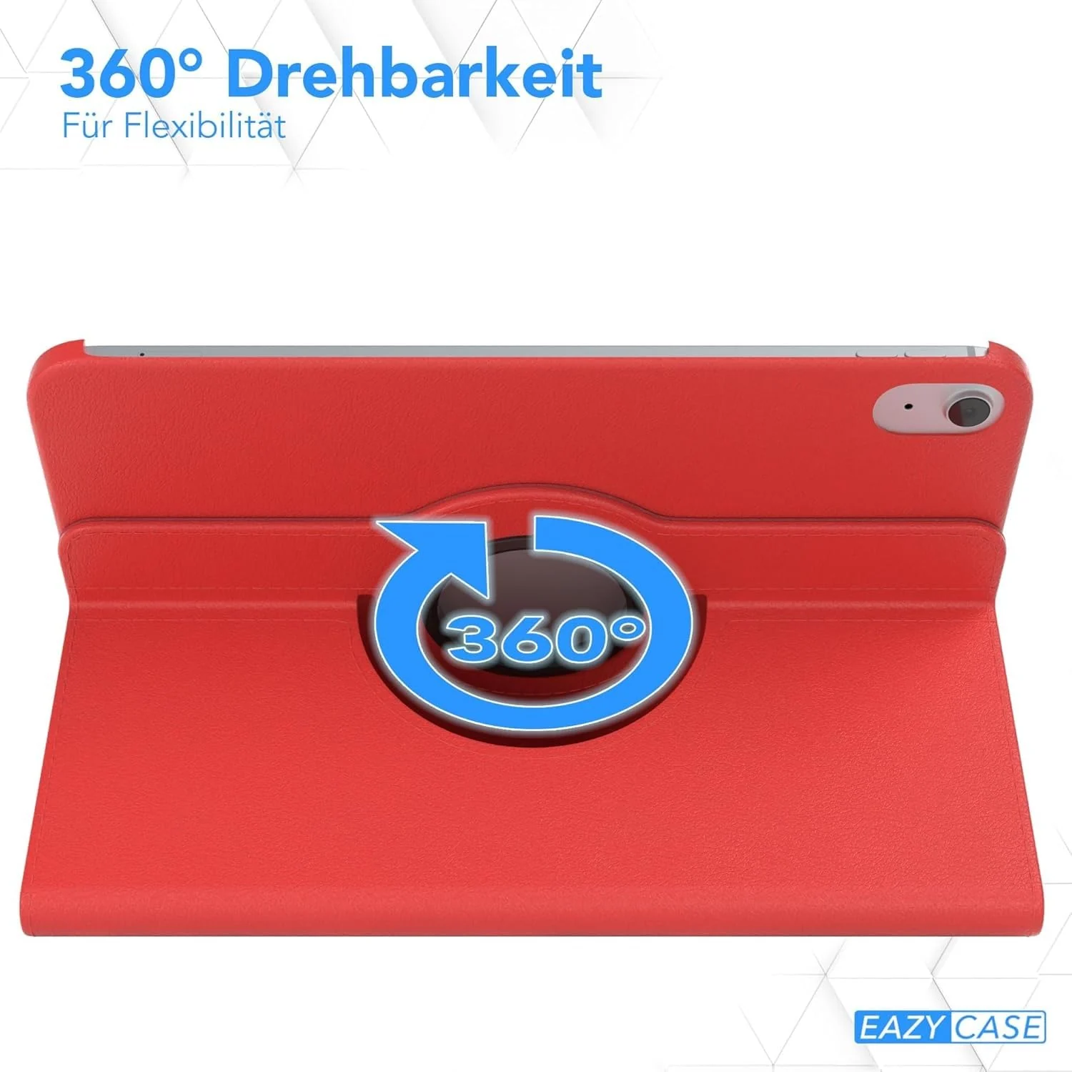 DL3 Mobilak Protective Cover for iPad (A16) 11th/10th Generation (2025/2022), 360° Rotatable Smart Stand, Leather Folio Flip Cover with Multi-Angle Viewing, Auto Wake Sleep - Red