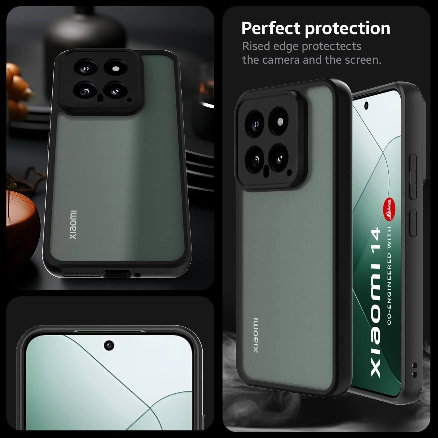 DL3 Mobilak Clear TPU Case for Xiaomi 14, Camera protection, Shock-absorbing protection, Scratch-resistant surface - Black