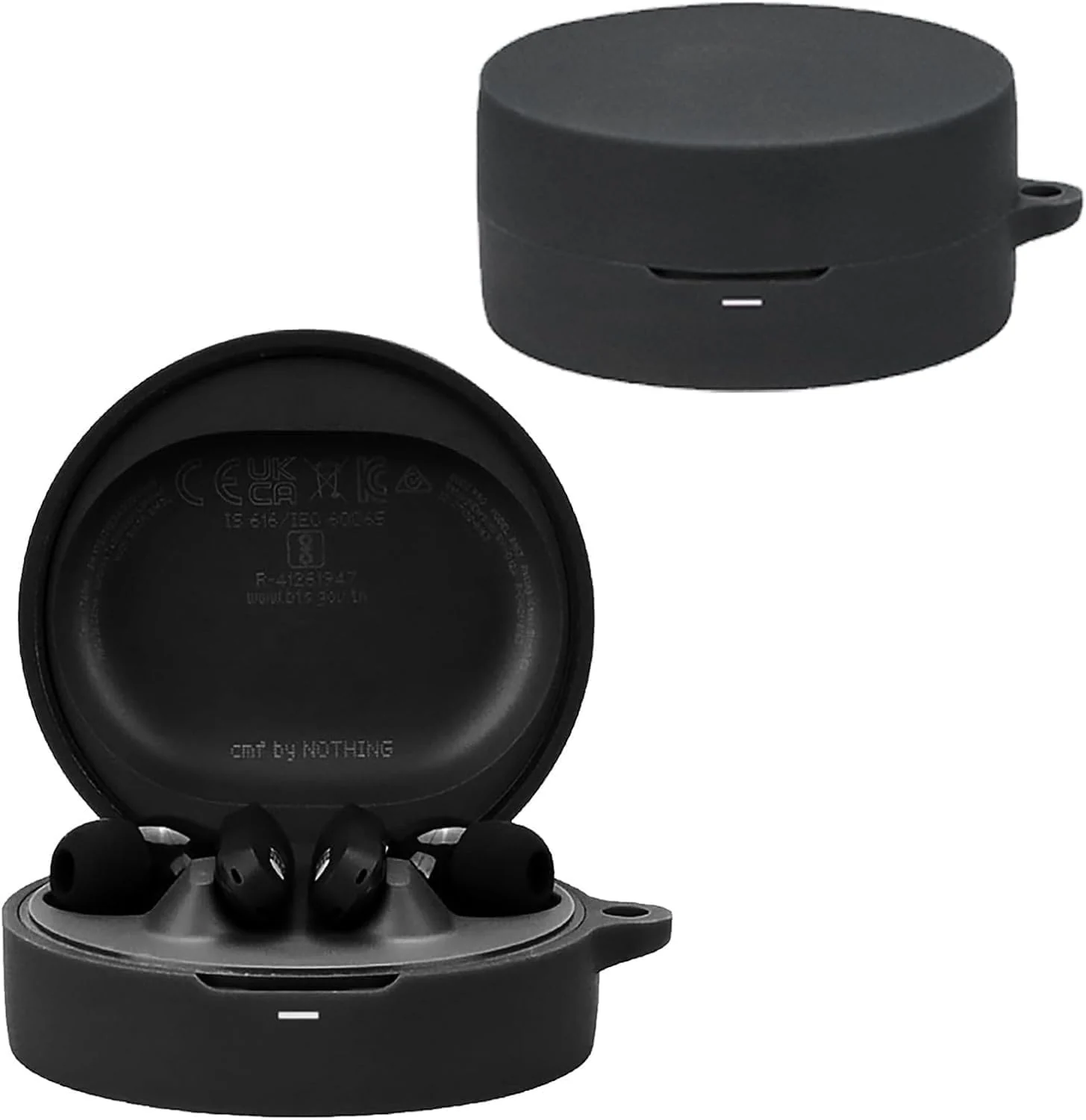 DL3 Mobilak Compatible with NOTHING CMF Buds Pro Case Cover, Soft Silicone Shockproof Protective Case Wireless Earbuds with Carabiner, Front LED Visible - Black