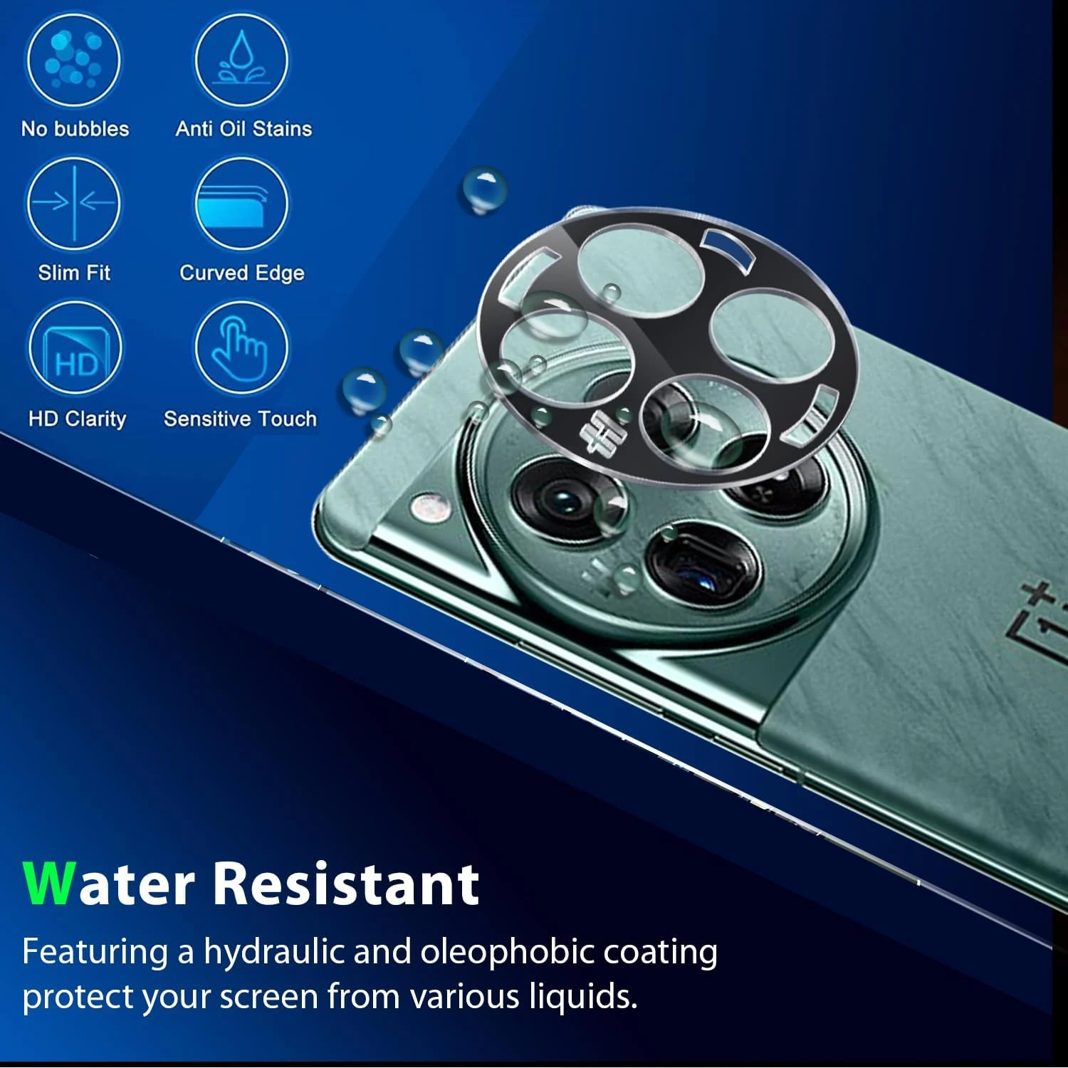 DL3 Mobilak OnePlus 12 5G Camera Lens Protector Tempered Glass Screen Protector HD [Full Coverage][Anti-Scratch] Drop Protection Ultra Clear/Thin Lens Protector Case - Black