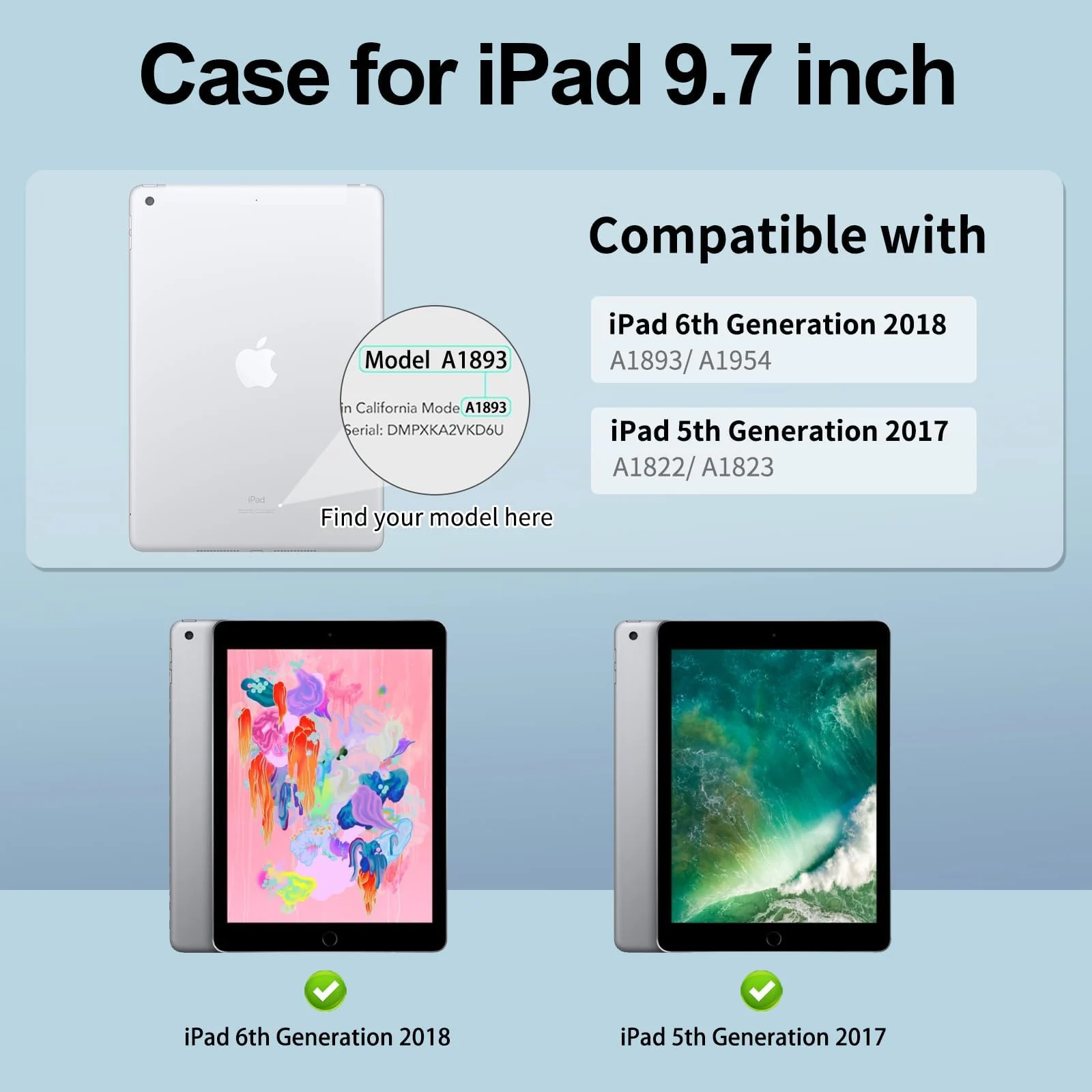 DL3 Mobilak Transparent Stand Case for iPad 9.7 inch (2018/2017), iPad 6th/5th Generation Case Shockproof, Thin Slim Lightweight Anti-Yellowing Bumper, Kickstand Cover, with Pencil Holder - Clear