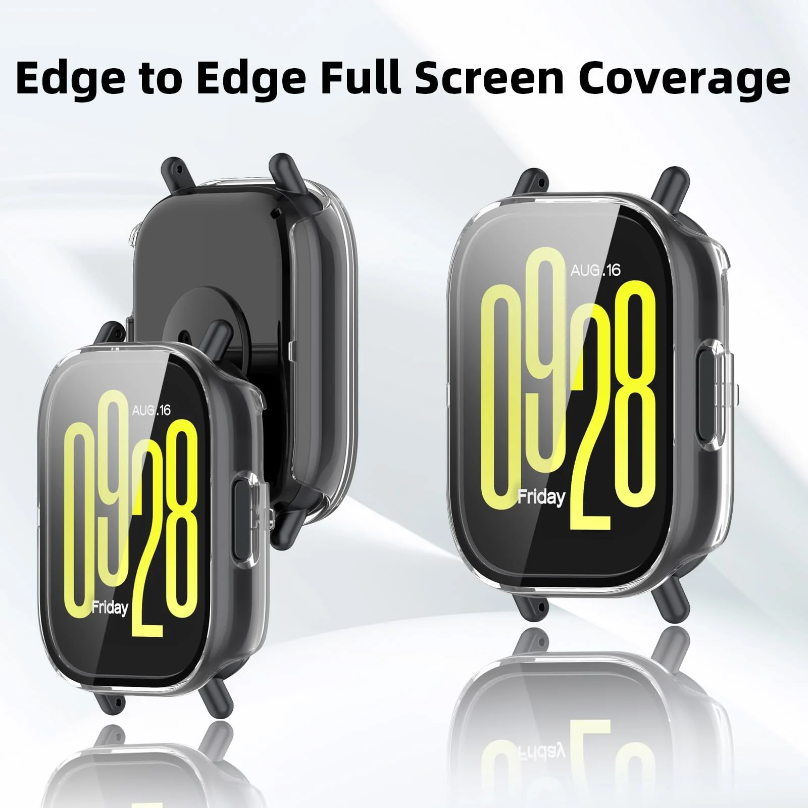 DL3 Mobilak Case with Screen Protector for Xiaomi Redmi Watch 5 Active, Bumper Full Coverage Hard PC Overall Protective Cover, Built-in Tempered Glass Film High Sensitivity - Clear