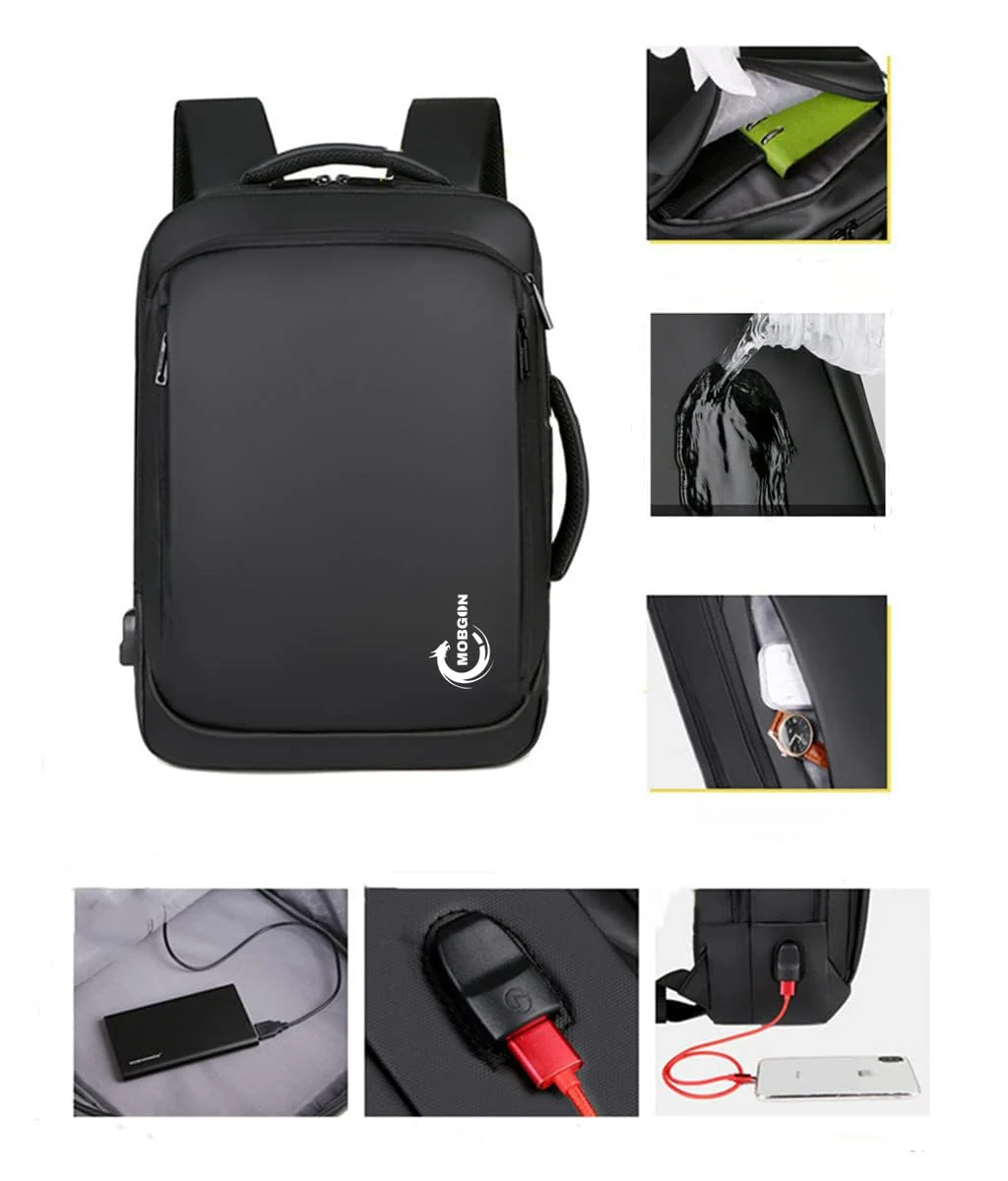Mobigon Laptop Backpack 15.6 Inch, Business Slim Sturdy Laptops Backpack with USB Charging Port, Water Resistant Travel Backpack Computer Bag Gifts for Men & Women Fits, Surface, Notebook - Black