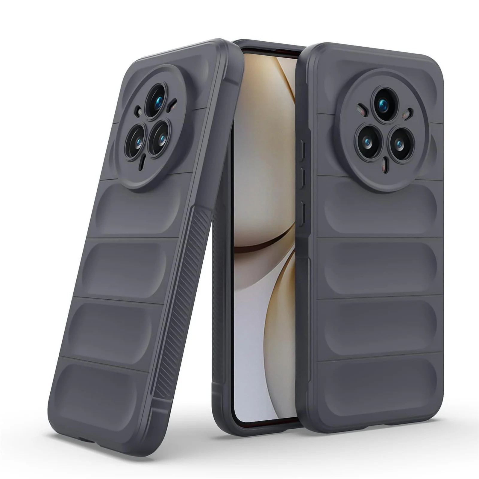 DL3 Mobilak Flexible Silicone and TPU Protective Case with Camera Protection for realme 14 Pro Plus 5G - Dark Gray