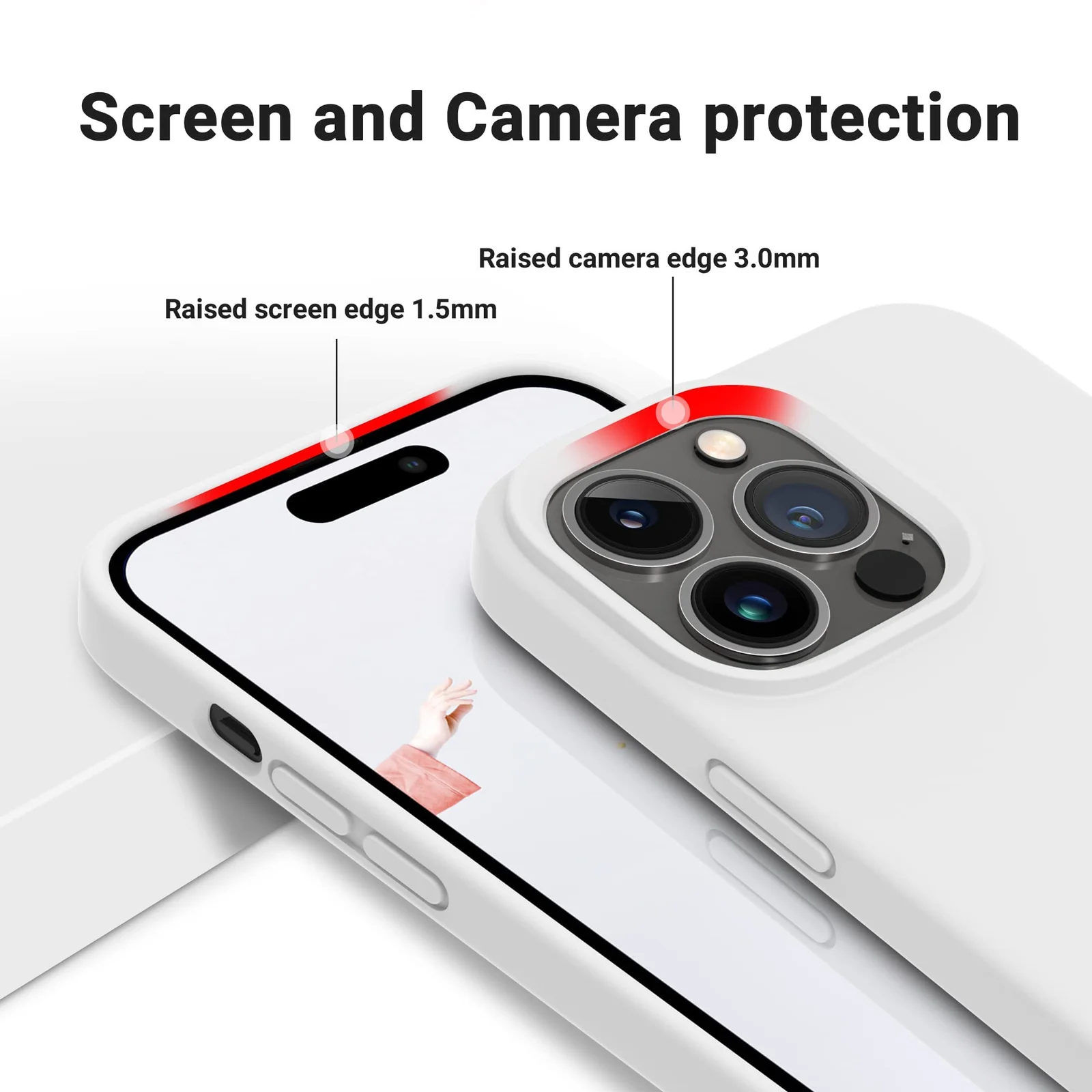 DL3 Mobilak Liquid Silicone Protective Case with Soft Microfiber Lining for iPhone 13 Pro Max (6.7 Inch) - White