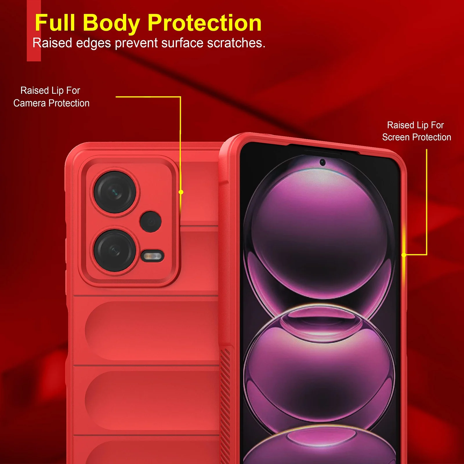 DL3 Mobilak Soft Silicone Protective Case for Xiaomi Redmi Note 12 5G / Poco X5 5G with Camera Protection and Shockproof Design - Red
