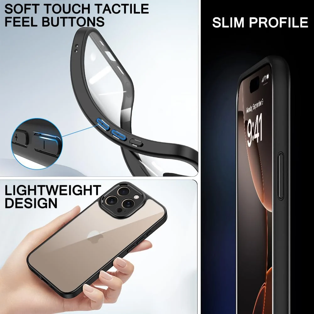 DL3 Mobilak TPU Protective Case for iPhone 13 6.1-Inch, Shock-absorbing protection, Scratch-resistant surface, Raised edges around the screen and camera - Lens Black