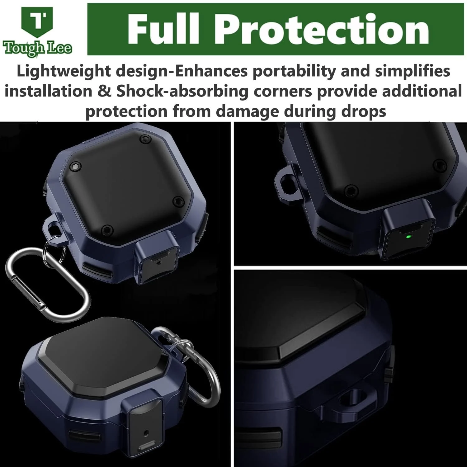 DL3 Mobilak [Secure Lock] Case for Samsung Galaxy Buds FE 2023/Galaxy Buds 2 Pro 2022/Bud Pro 2021/Buds 2 2021/Buds Live 2020, Armor Full Body Rugged Protective Case Cover with Keychain - Blue Black