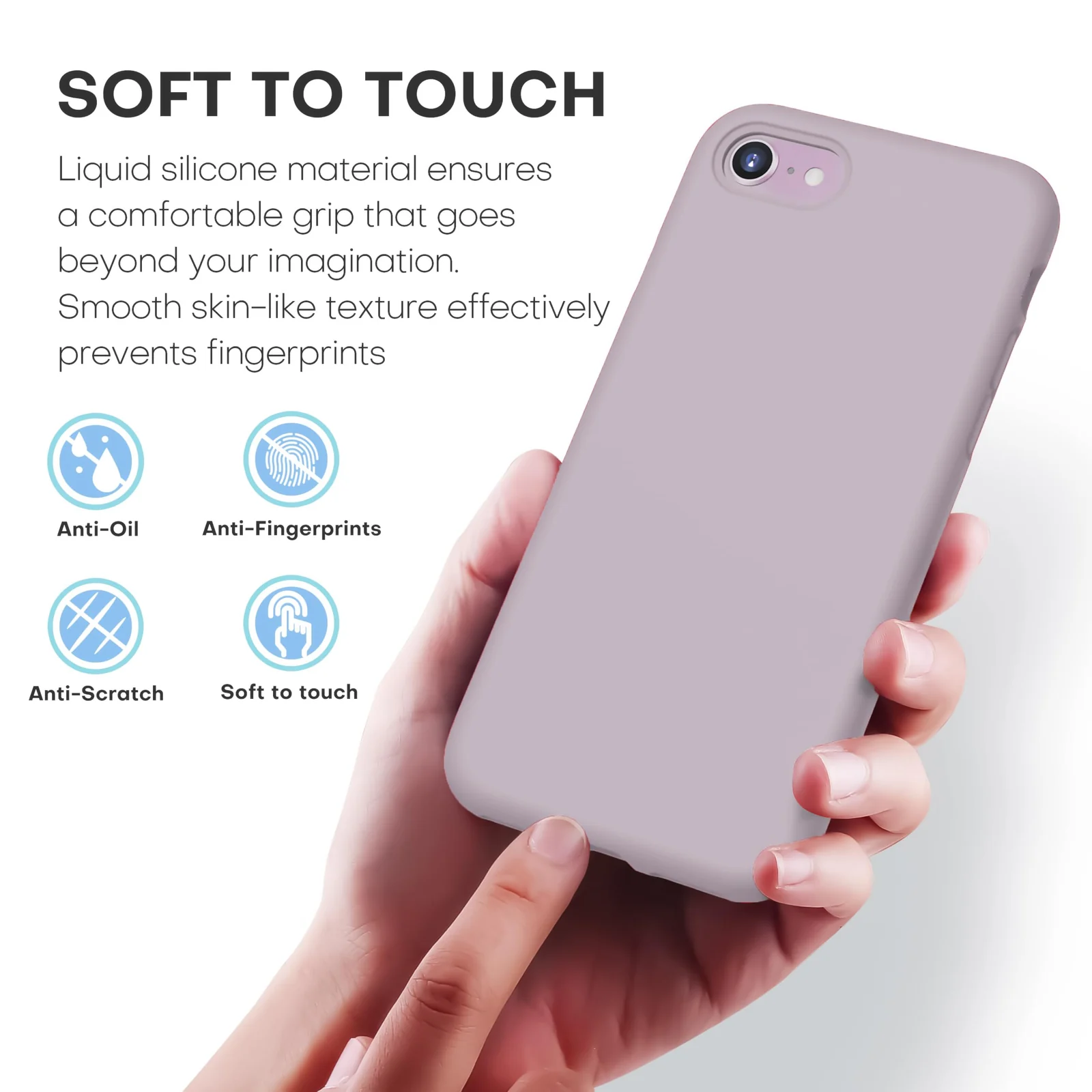 DL3 Mobilak Liquid Silicone Case for iPhone 6 / 6S, Shock-absorbing protection, Scratch-resistant surface, Slim, lightweight profile - Lavender Pink