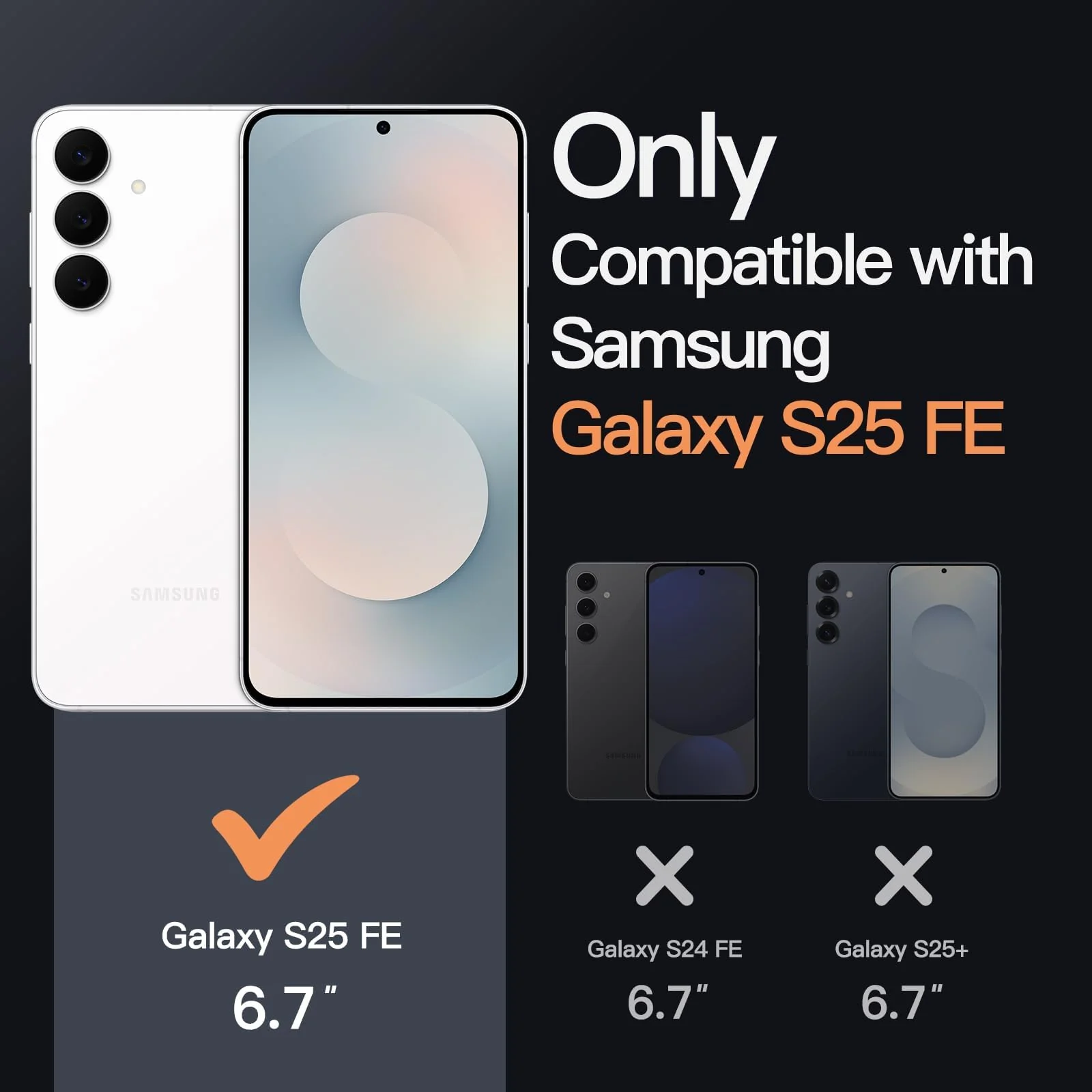 DL3 Mobilak Clear TPU Case for Samsung Galaxy S25 FE 5G, Supports wireless charging, Shock-absorbing protection, Anti-fingerprint finish - Black