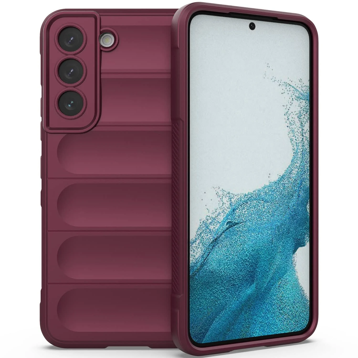 DL3 Mobilak Silicone Case for Samsung Galaxy S21 FE Heavy Duty Protective [Slim Fit] Shockproof Soft Flexible Protective Design Shock-Absorption TPU Cover With Camera Protection - Wine Red