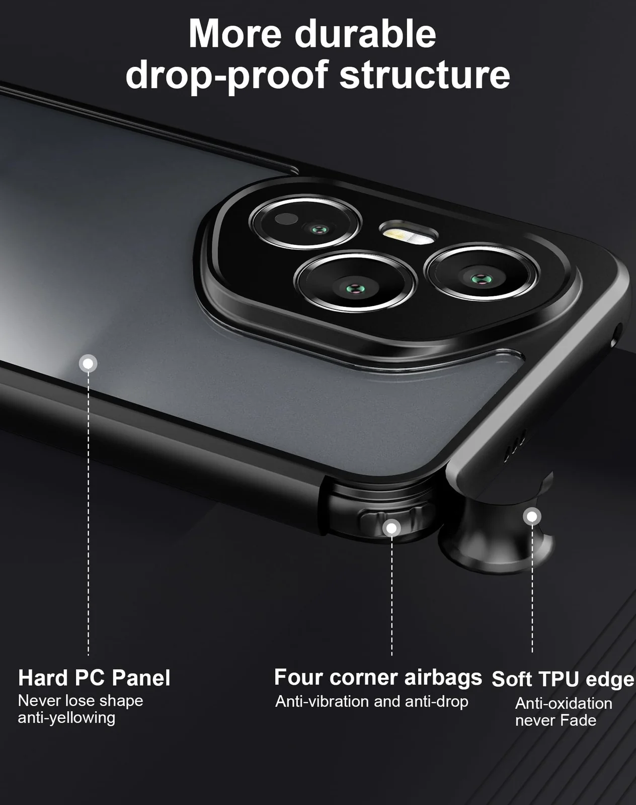 DL3 Mobilak Rugged Protective Case for Honor 400 Pro 5G, Camera protection, Shock-absorbing protection, Scratch-resistant surface - Black