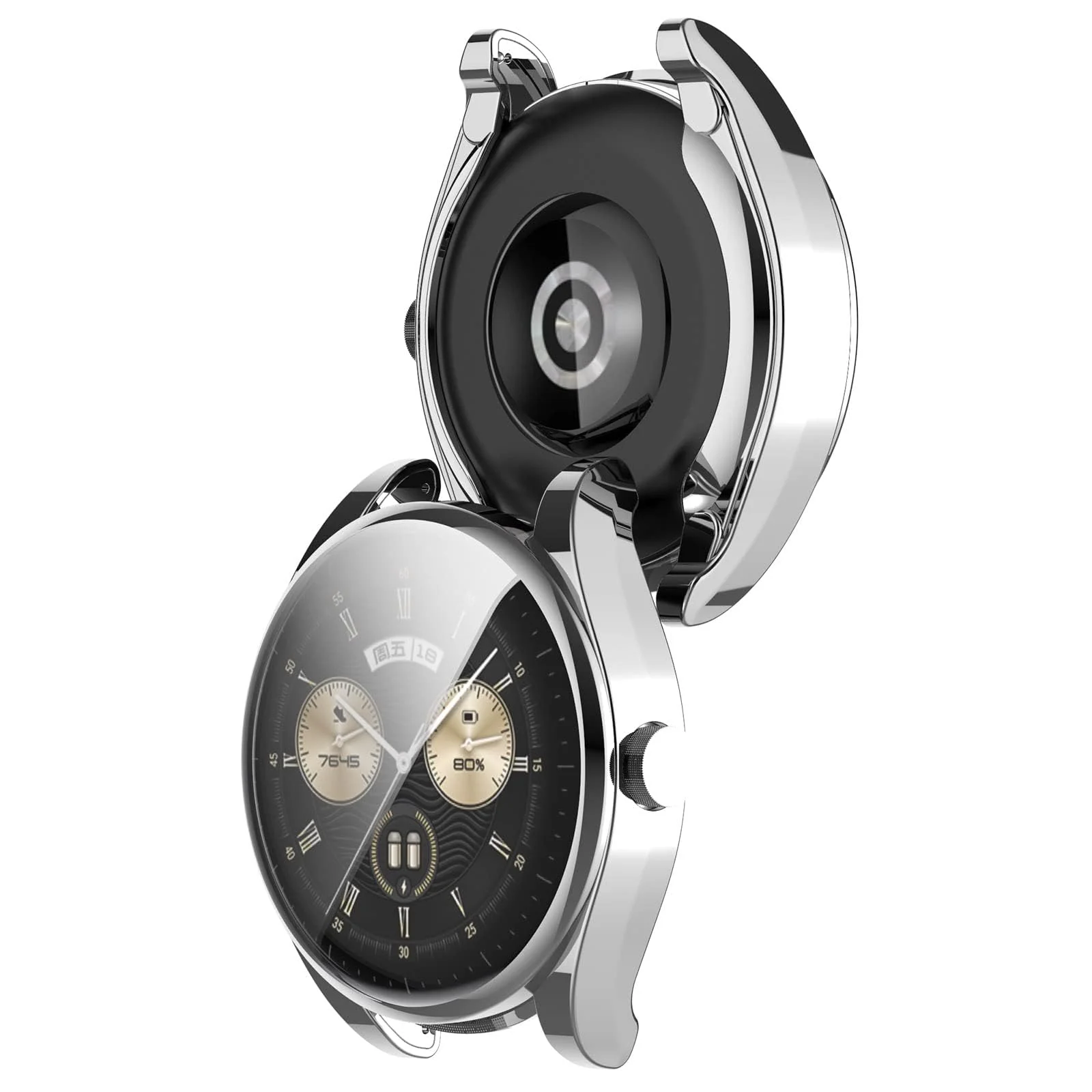 DL3 Mobilak Case Compatible for Huawei Watch Buds Screen Protector, Soft TPU Silicone Bumper Case Shockproof Scratch Resistant Full Coverage Shell Protective Case Cover for Huawei Watch Buds - Silver