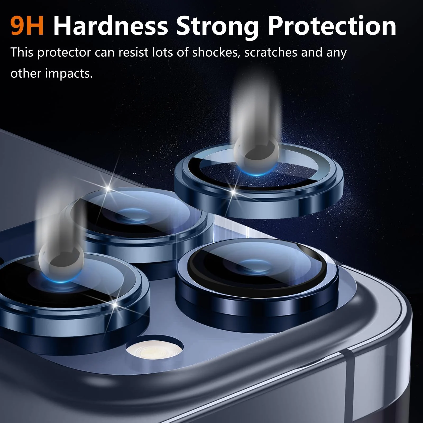 DL3 Mobilak Camera Lens Protector For iPhone 15 Pro/iPhone 15 Pro Max, [Keep Original Shooting] Tempered Glass Screen Protector Metal Individual Camera Cover, Case Friendly - Blue