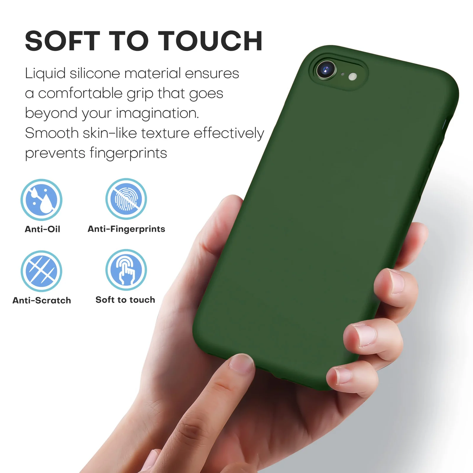 DL3 Mobilak Liquid Silicone Protective Case with Soft Microfiber Lining for iPhone SE 2022, SE 2020, iPhone 7, iPhone 8 - Clover