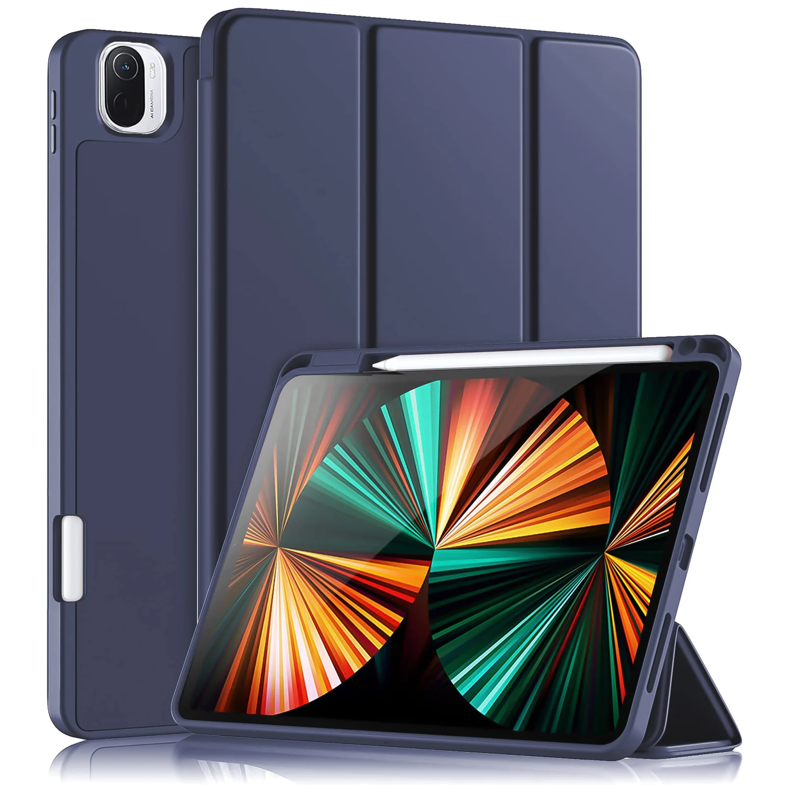 DL3 Mobilak Smart Case for Xiaomi Pad 5 / Mi Pad 5 Pro 11.0 inch 2021 with Pencil Holder, Soft TPU Smart Stand Back Cover Auto Wake/Sleep Feature - Blue