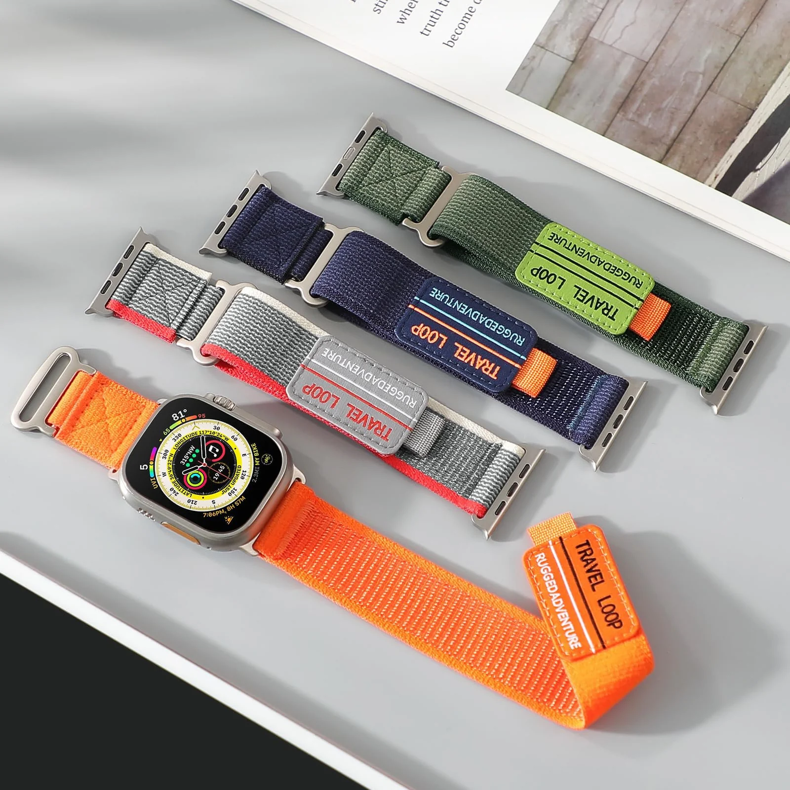 DL3 Mobilak Trail Loop Strap for Apple Watch Ultra Band 49mm 45mm 44mm 42mm iWatch Ultra Band Men Women, Rugged Sport Strap Soft Nylon Wristband for iWatch Ultra 2 Bands Series 9 8 7 6 5 4 3 2 1 SE - Olive Green